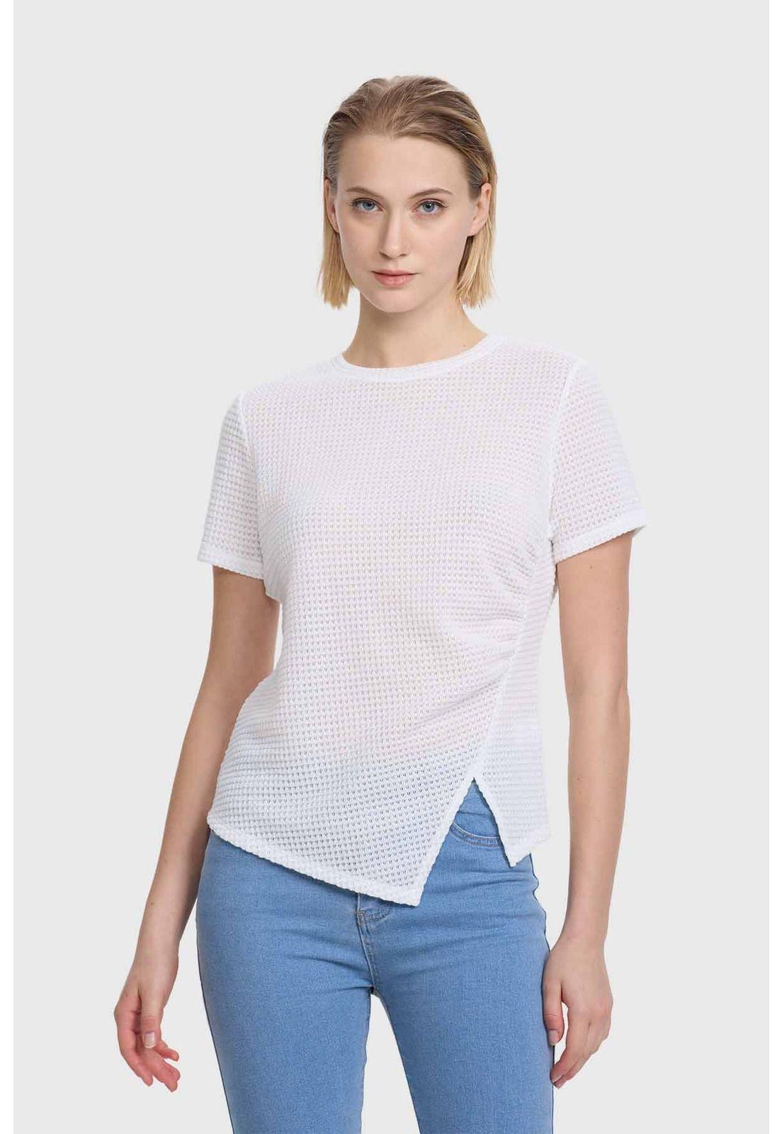Polera Mujer Abertura Costado Blanco-0