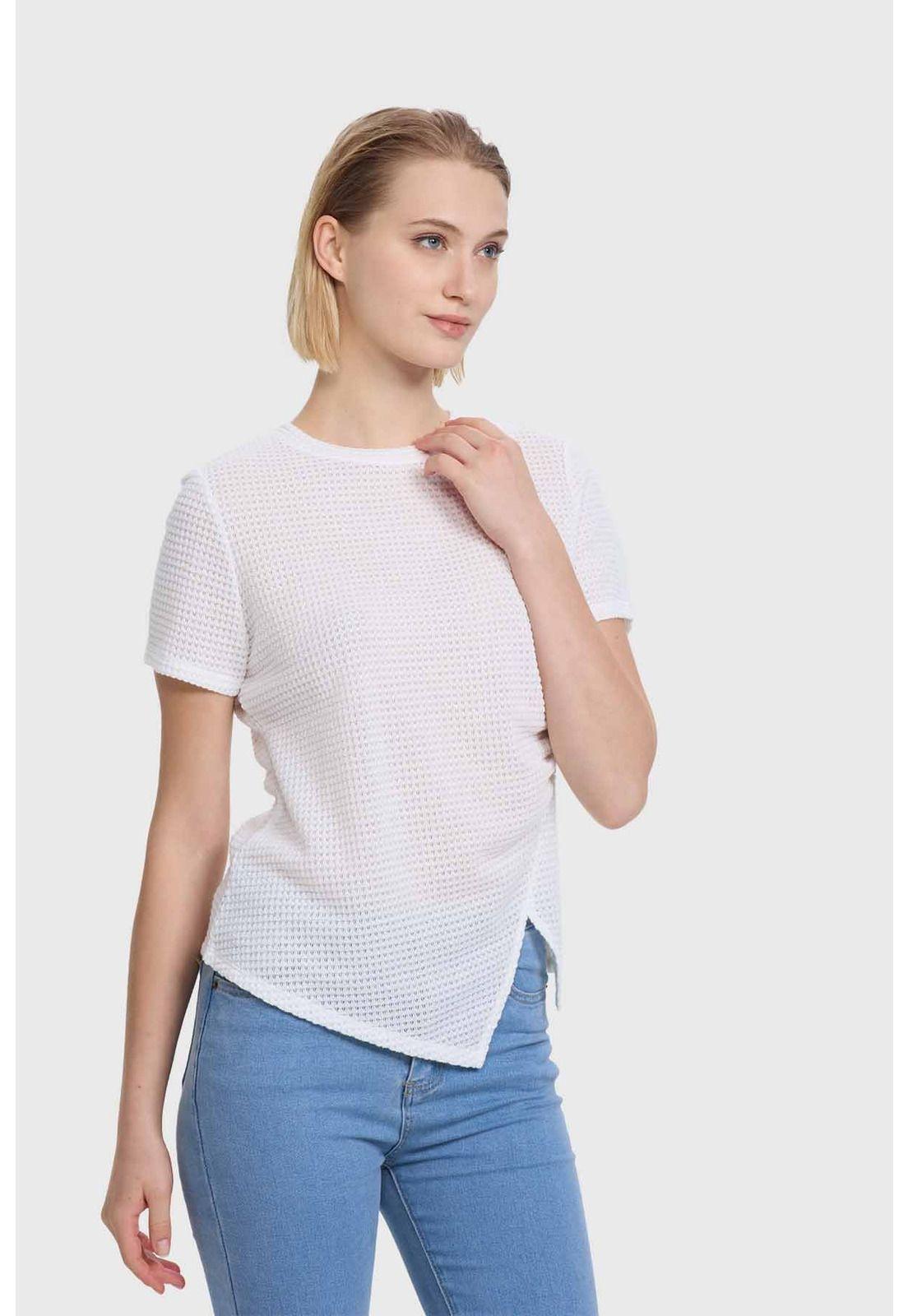 Polera Mujer Abertura Costado Blanco-1