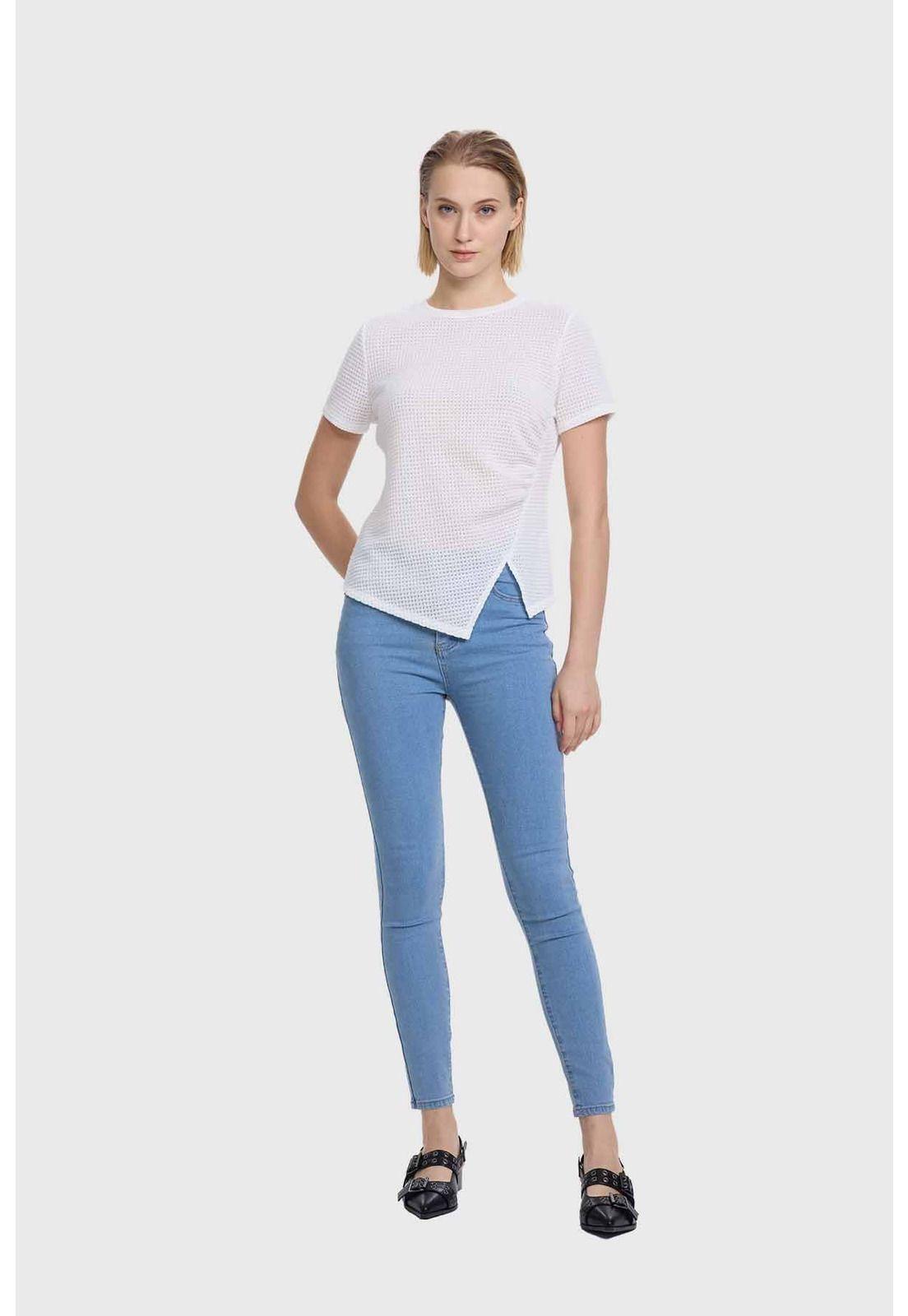 Polera Mujer Abertura Costado Blanco-3