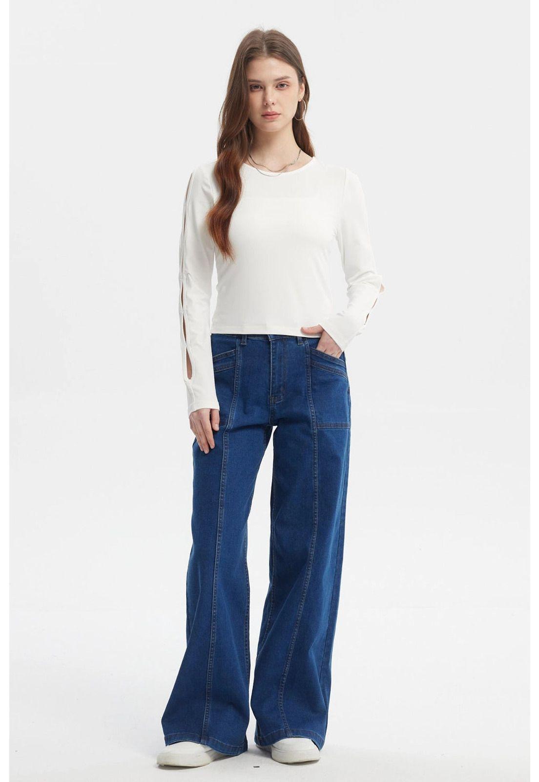 Polera Mujer Mangas Largas Calada Crudo-3