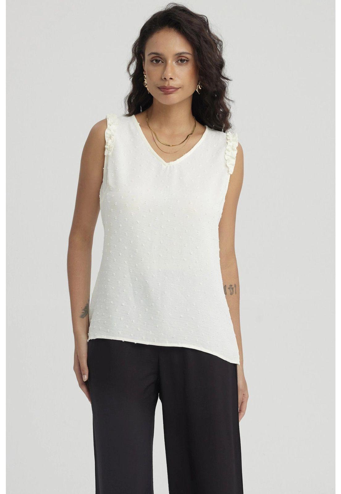 Blusa Mujer Con Vuelos Crema-0