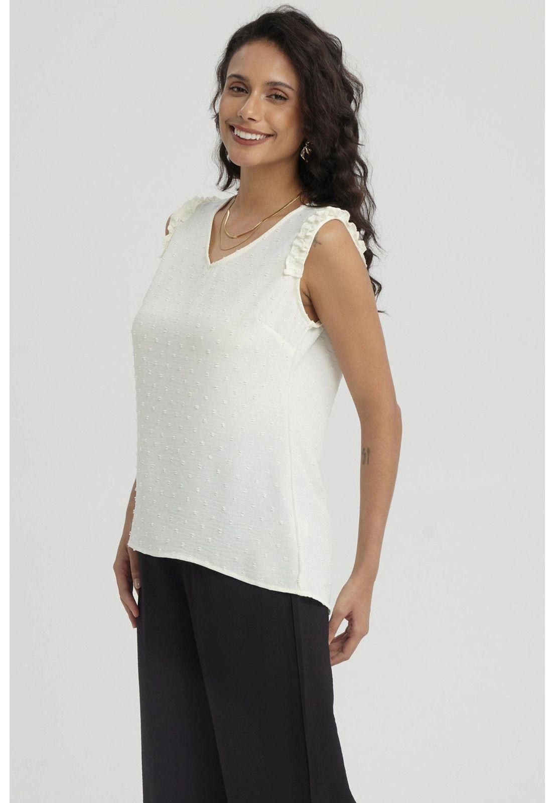 Blusa Mujer Con Vuelos Crema-1