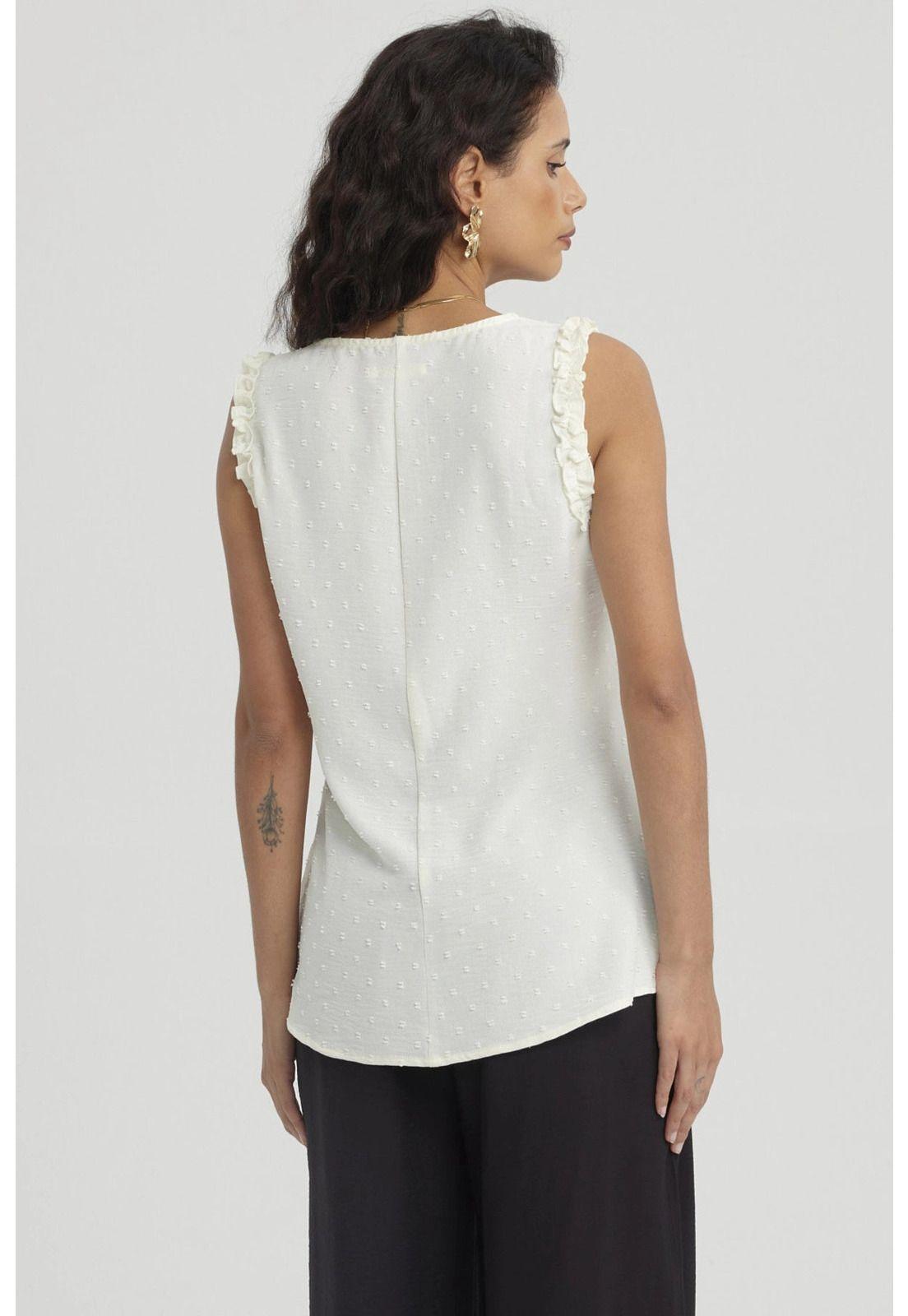 Blusa Mujer Con Vuelos Crema-2