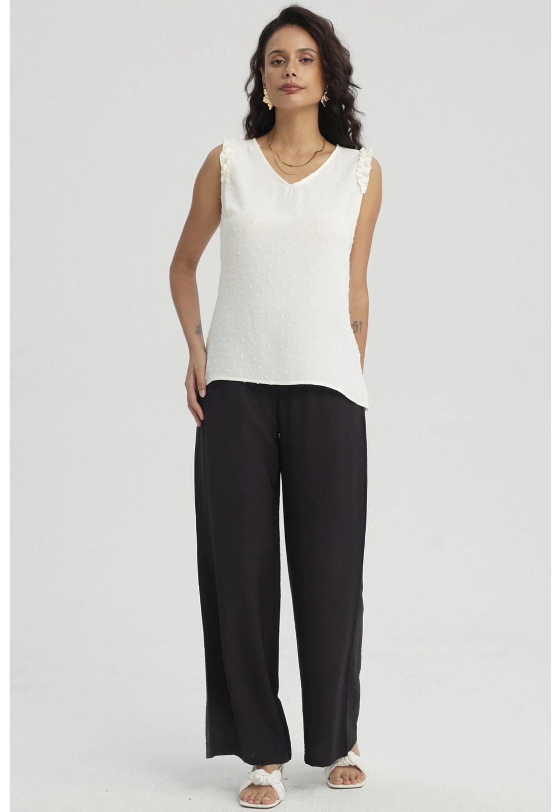 Blusa Mujer Con Vuelos Crema-3