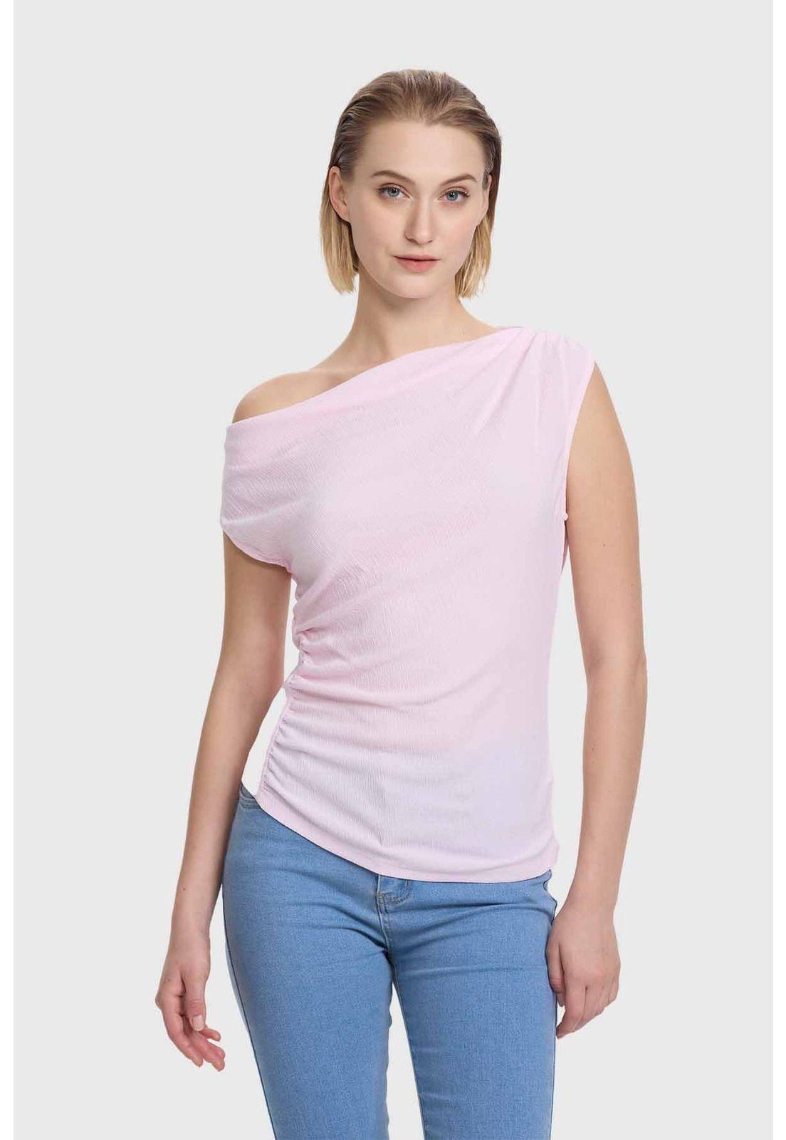 Polera Mujer Asimétrico Rosado-0