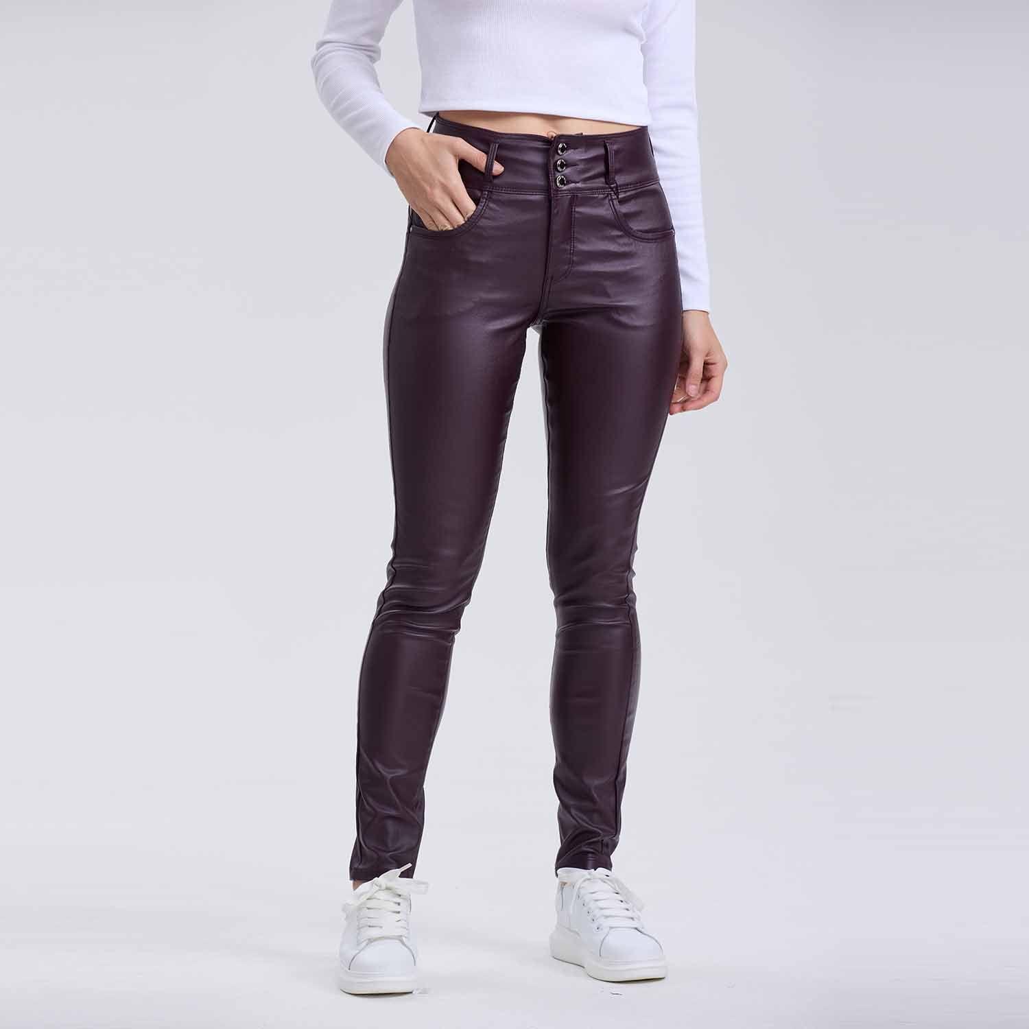 Jeans Mujer Push Up 3 Botones Berenjena-0