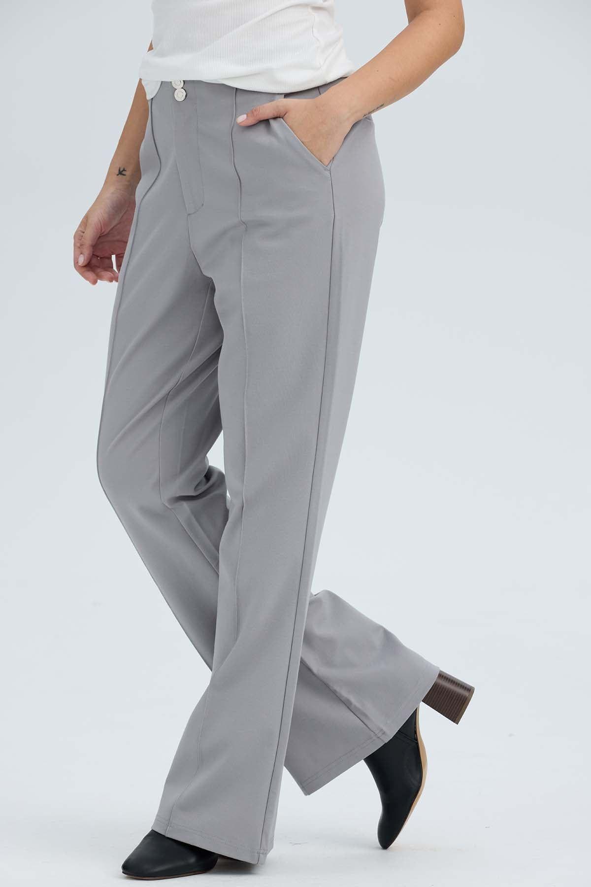 Pantalón Mujer 2 Botones Gris-2
