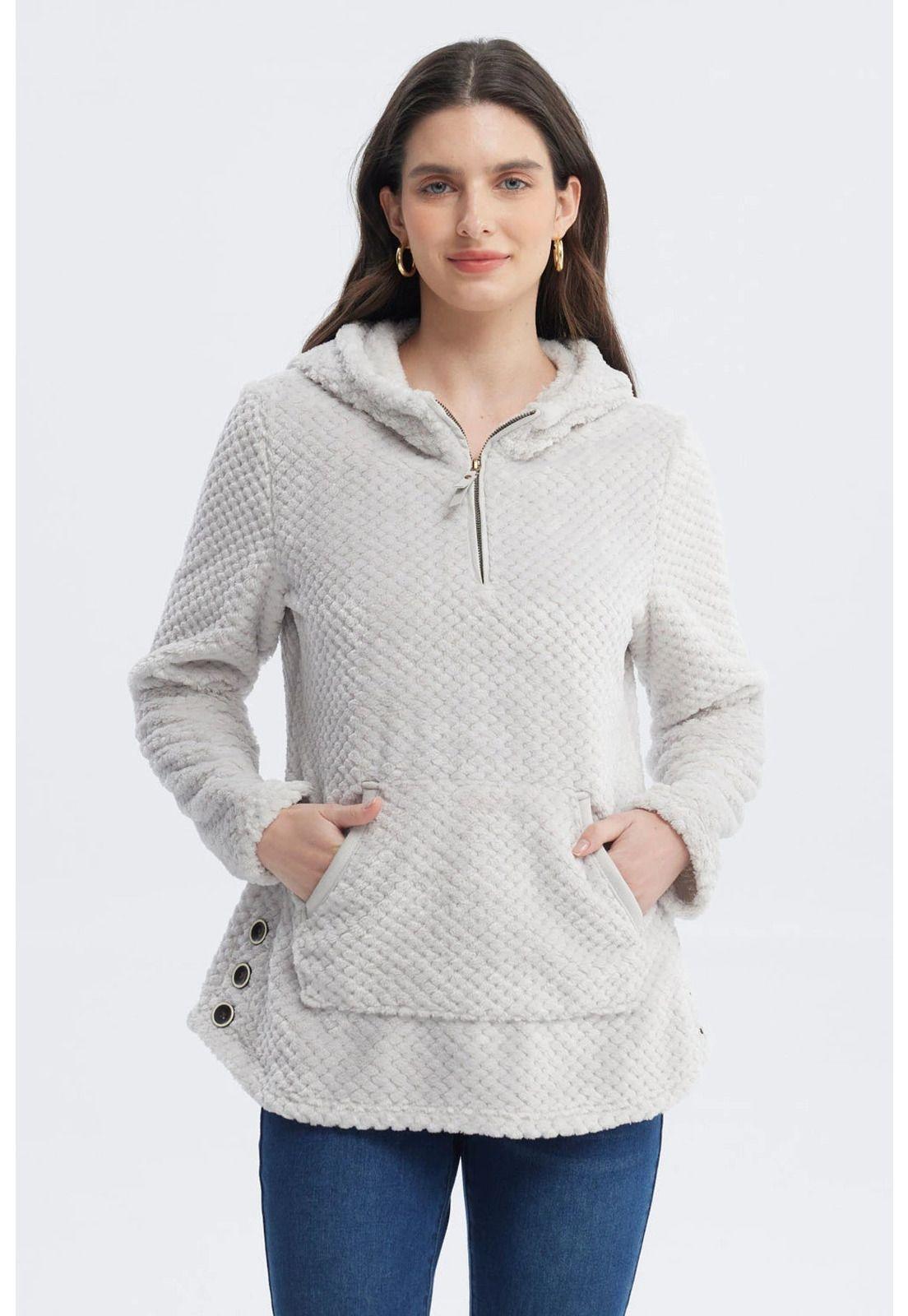 Polar Mujer Básico Aplicación Botón Gris-0