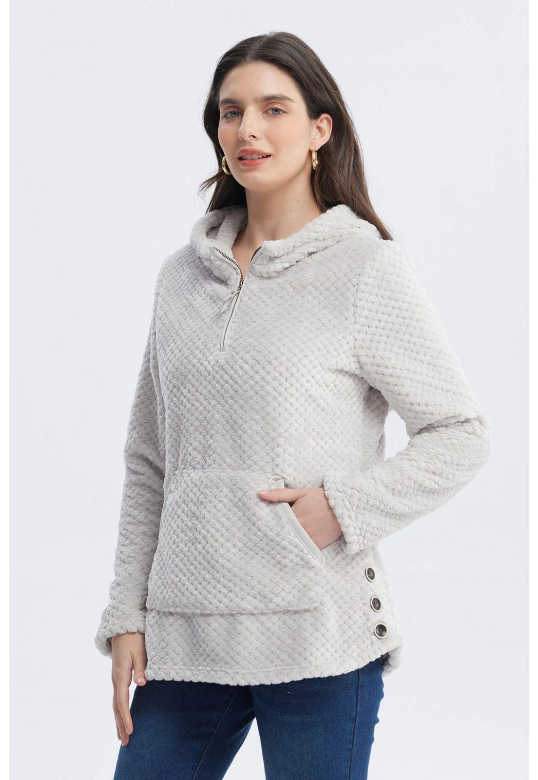 Polar Mujer Básico Aplicación Botón Gris-1