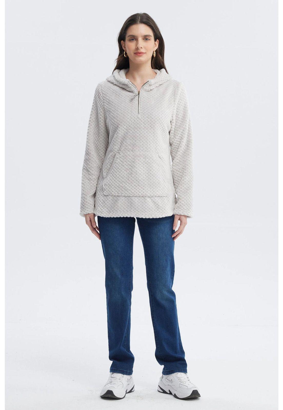 Polar Mujer Básico Aplicación Botón Gris-3