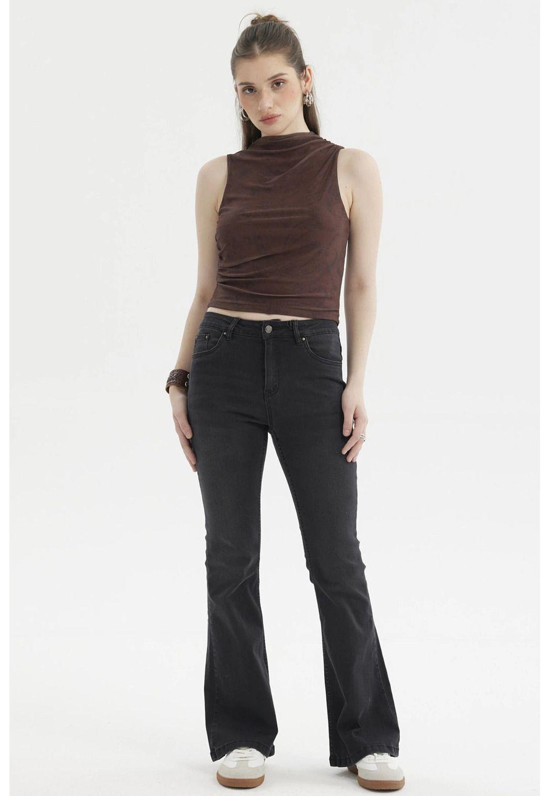 Polera Mujer Cuello Alto Café Oscuro-3