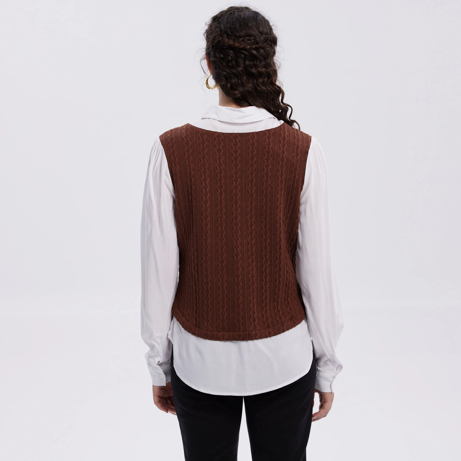 Sweater Mujer Aplicación Blusa Cafe Oscuro-3