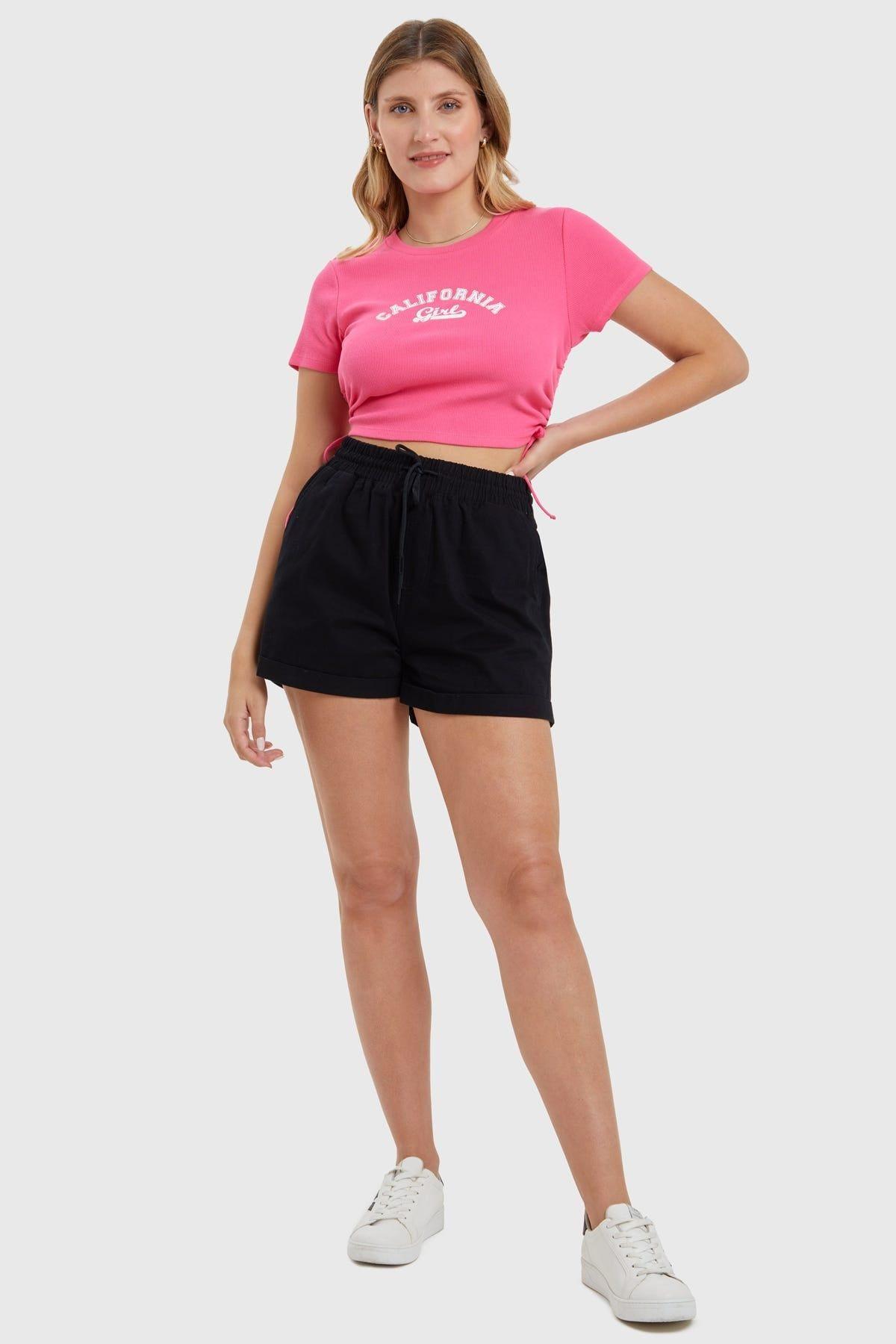 Polera Mujer Top Frunces Fucsia-3