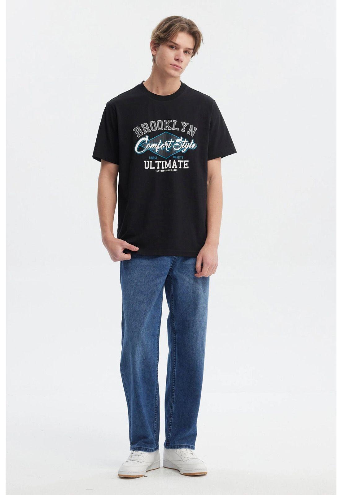 Polera Hombre Regular Fit Print College Negro-3