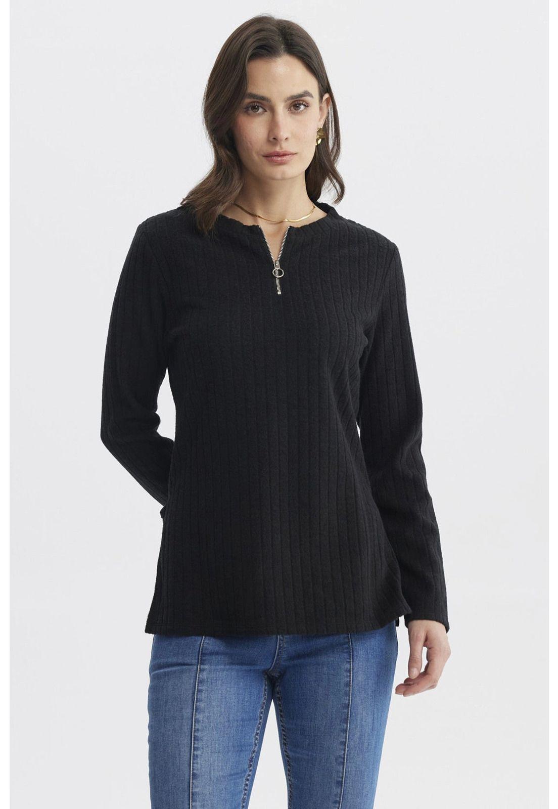 Sweater Mujer Caman Cierre Negro-0