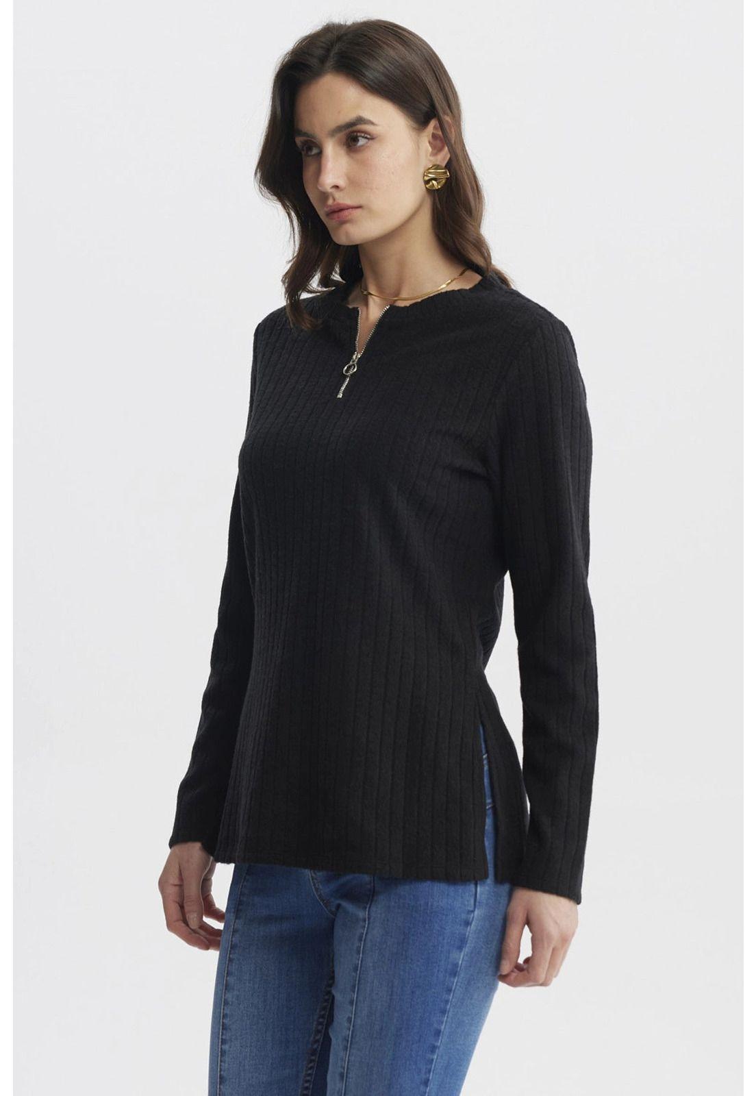 Sweater Mujer Caman Cierre Negro-1