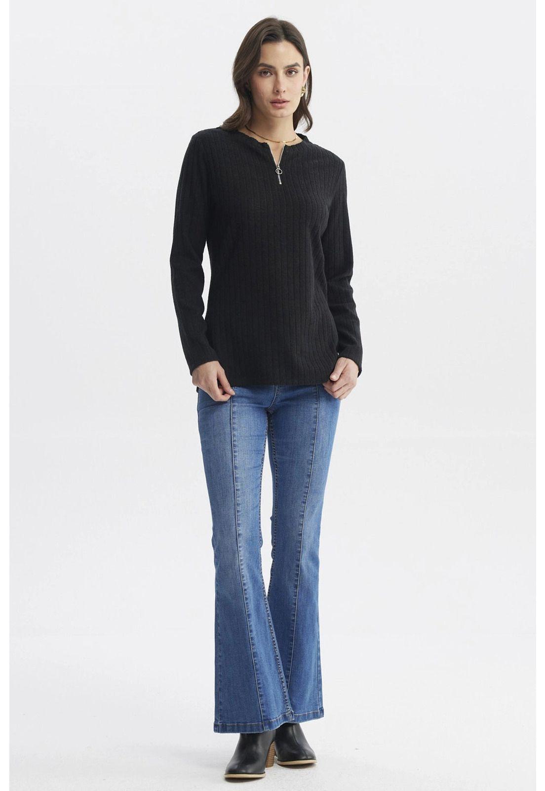 Sweater Mujer Caman Cierre Negro-3
