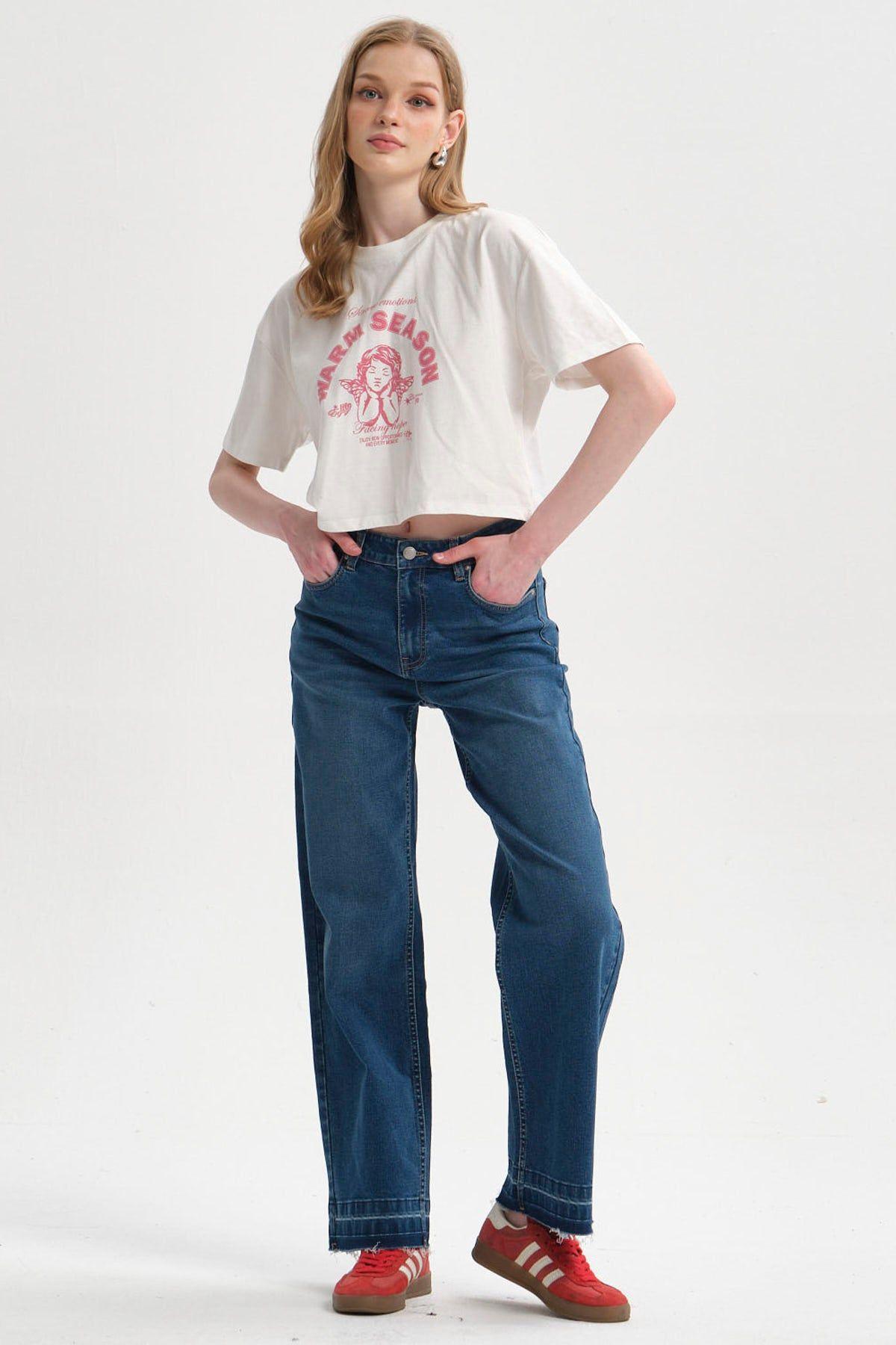 Polera Mujer Print Crop Crudo-3
