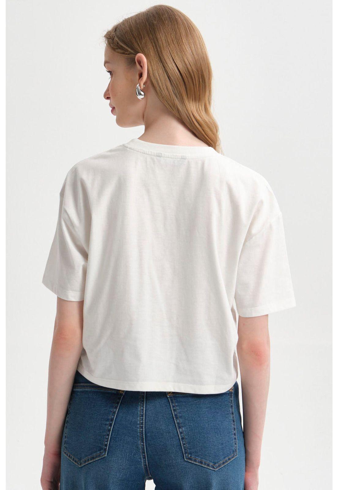 Polera Mujer Print Crop Crudo-3