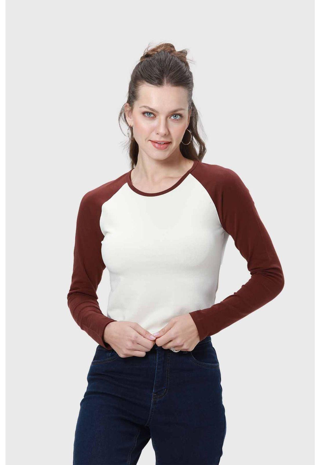 Polera Mujer Bicolor Chocolate-0