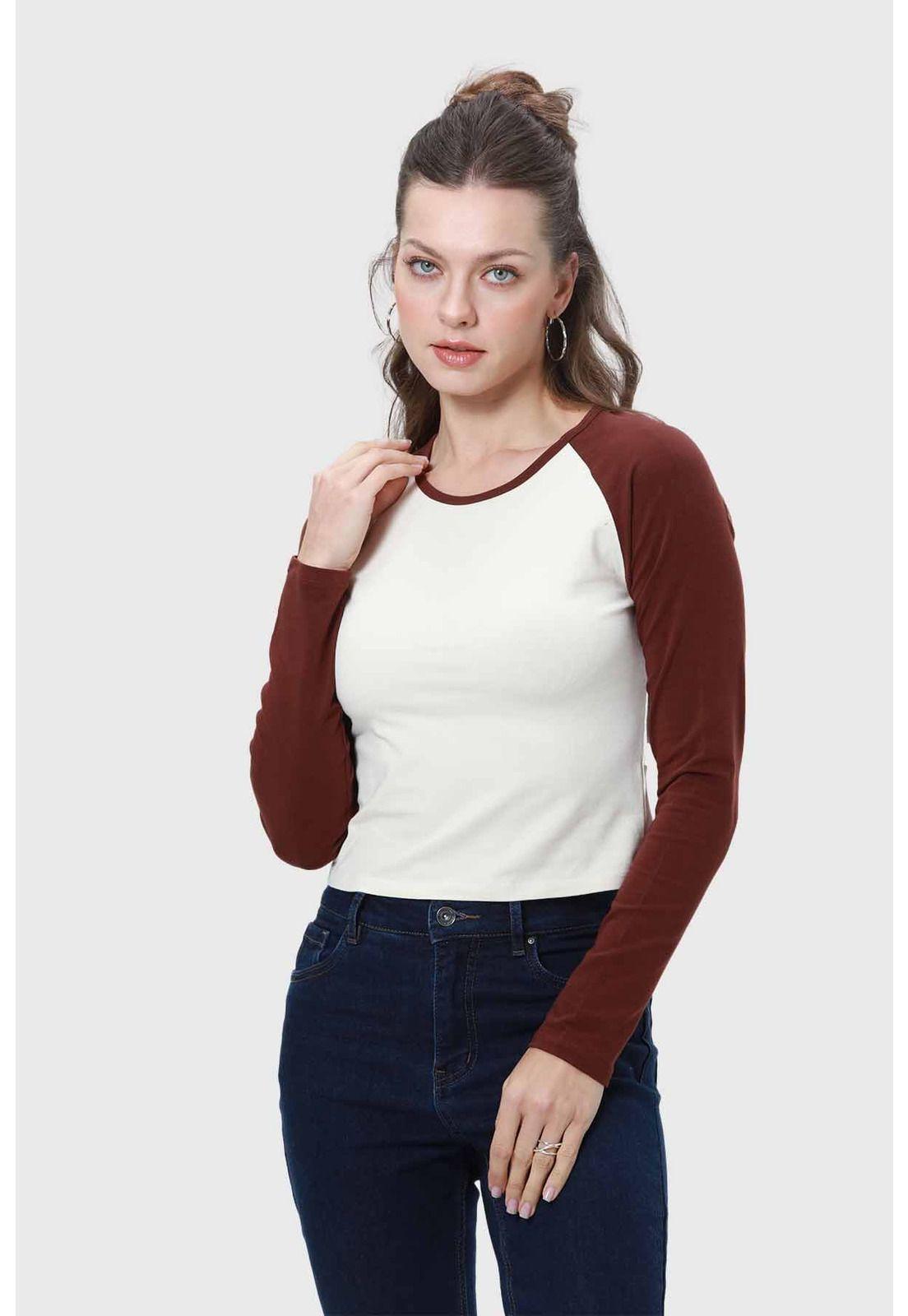 Polera Mujer Bicolor Chocolate-1