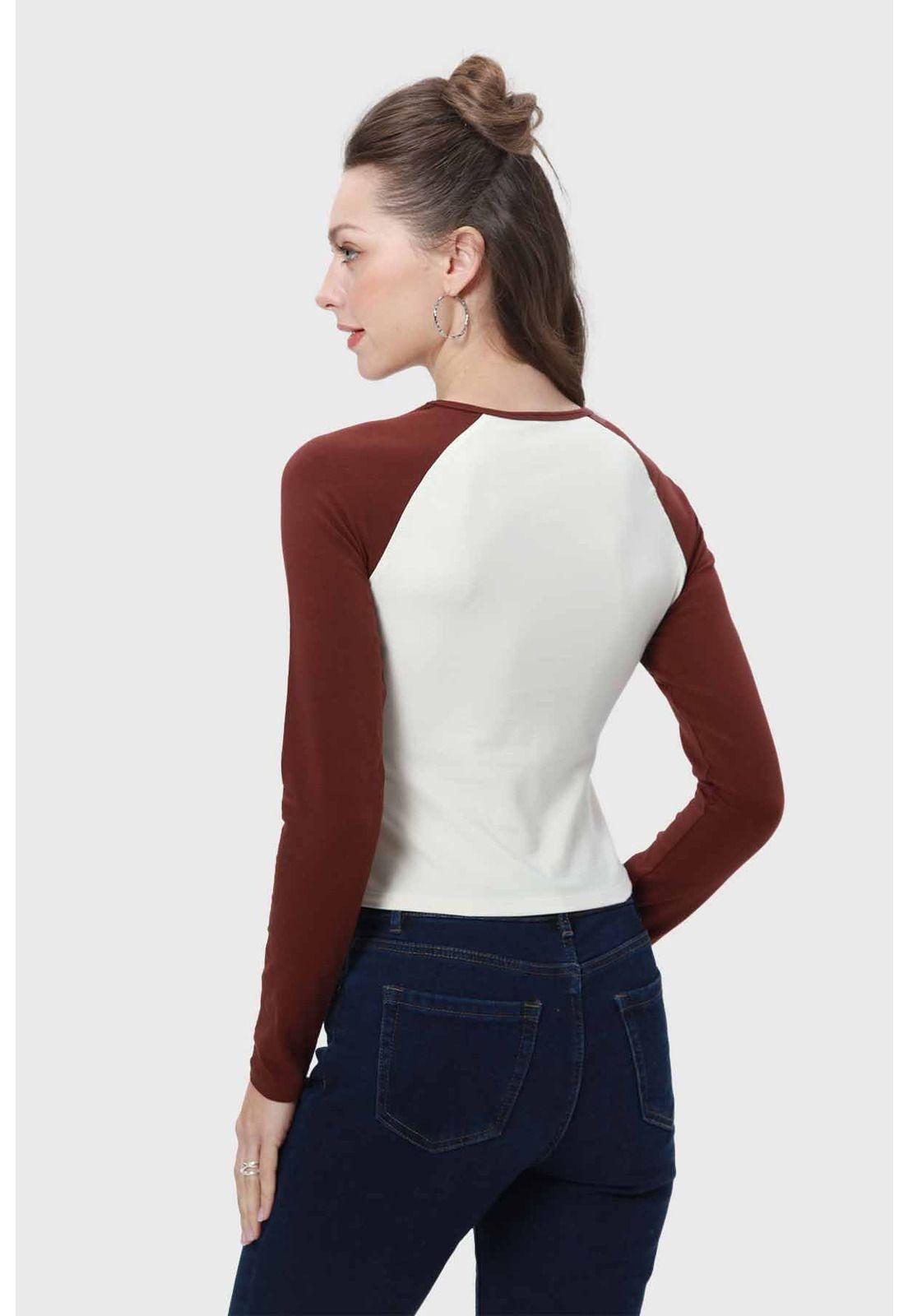 Polera Mujer Bicolor Chocolate-2