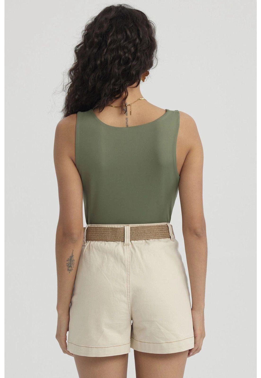 Polera Mujer Lisa Doble Capa Verde Musgo-2