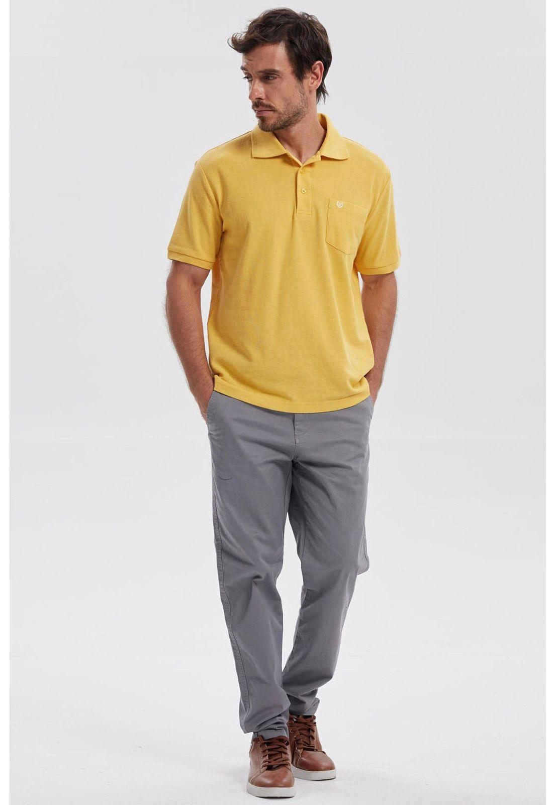 Polera Hombre Piqué Básica Lisa Naranjo - lV-3