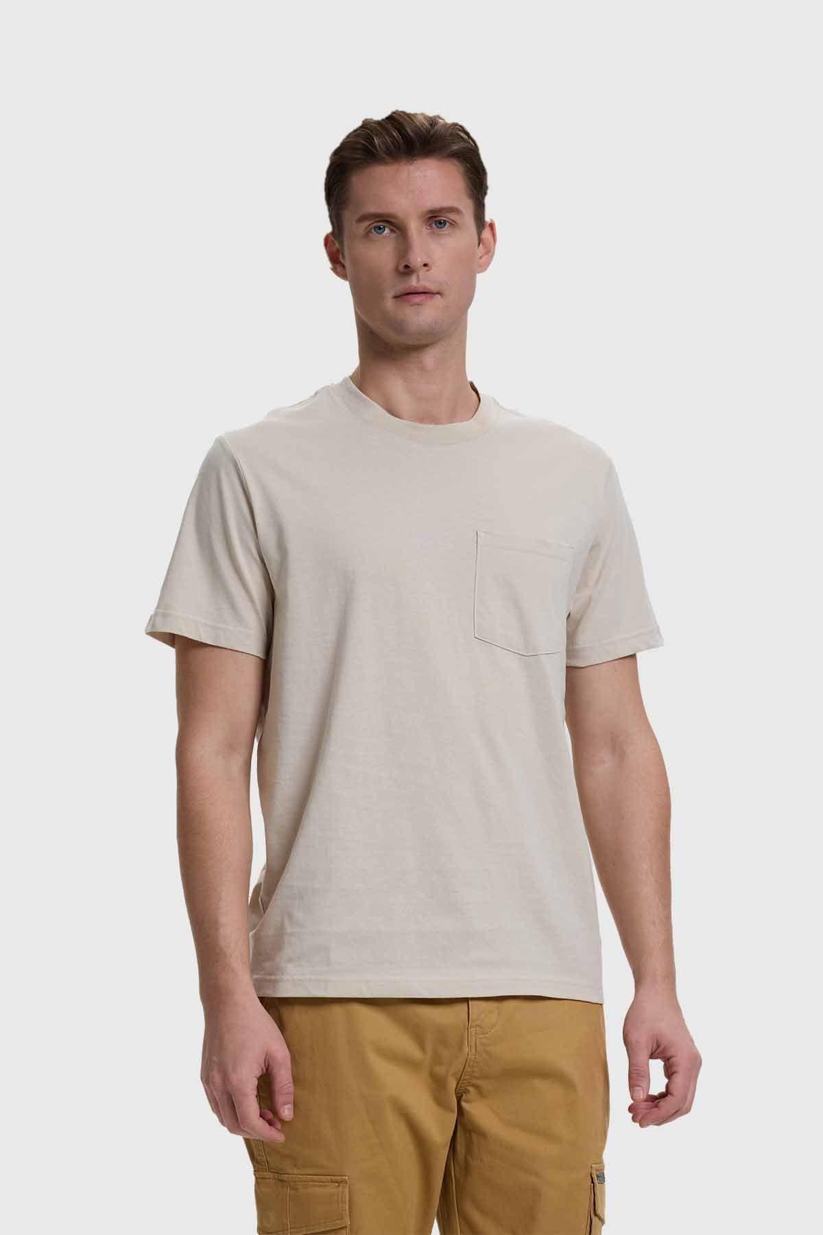 Polera Hombre Básica Con Bolsillo Beigev-0