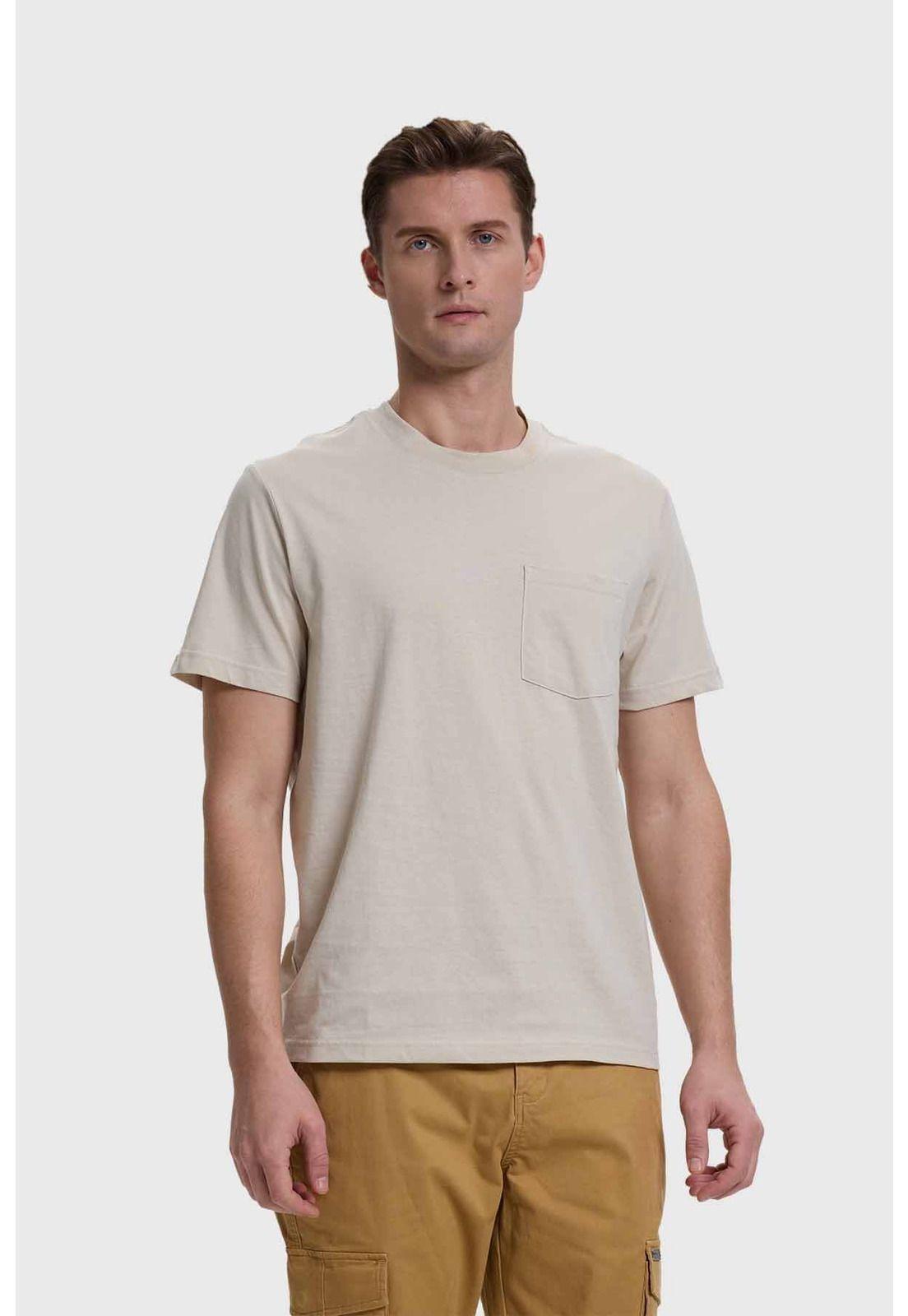Polera Hombre Básica Con Bolsillo Beige - ll-0