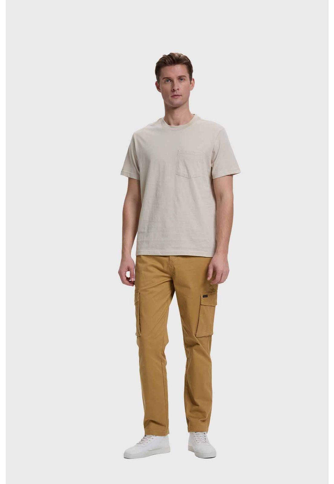 Polera Hombre Básica Con Bolsillo Beige - ll-3