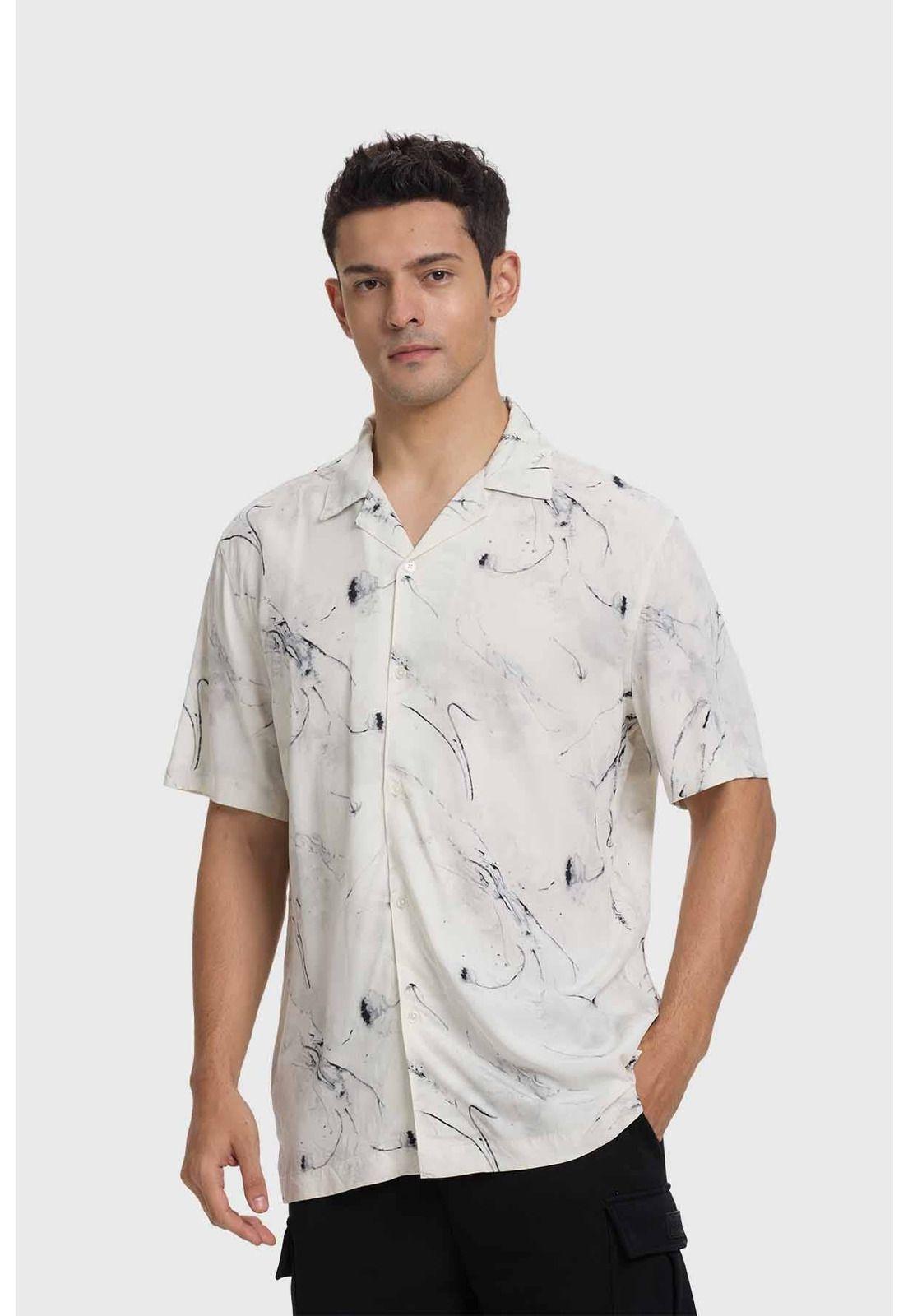 Camisa Hombre Print Blanco - ll-0