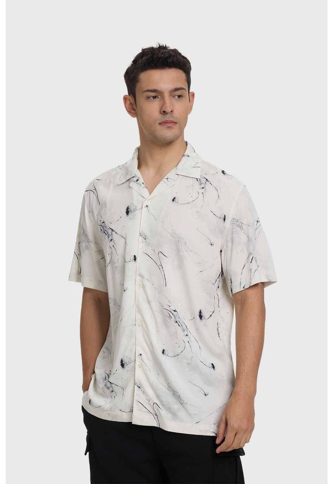 Camisa Hombre Print Blanco - ll-1