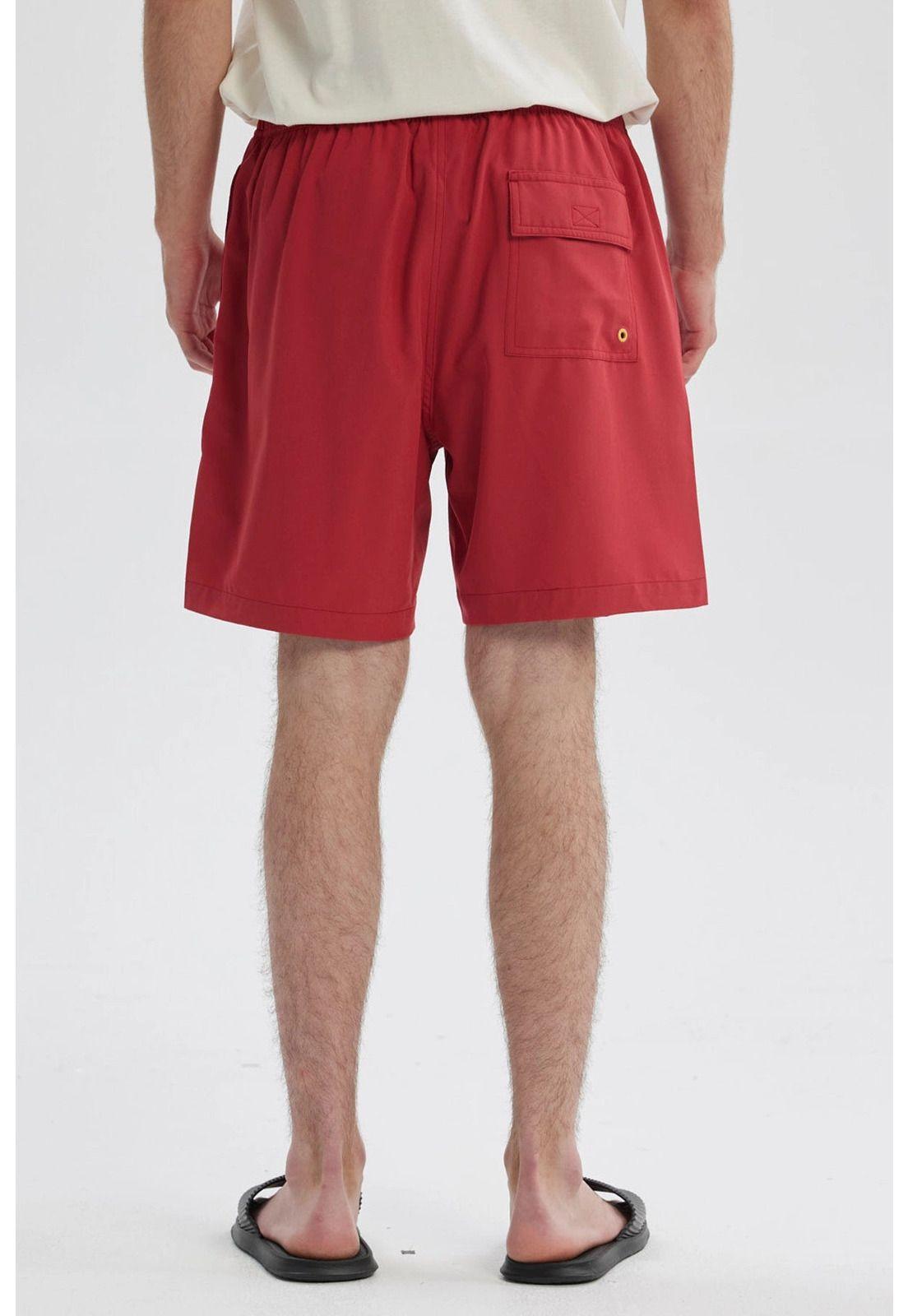 Short De Baño Hombre Liso Rojo-2