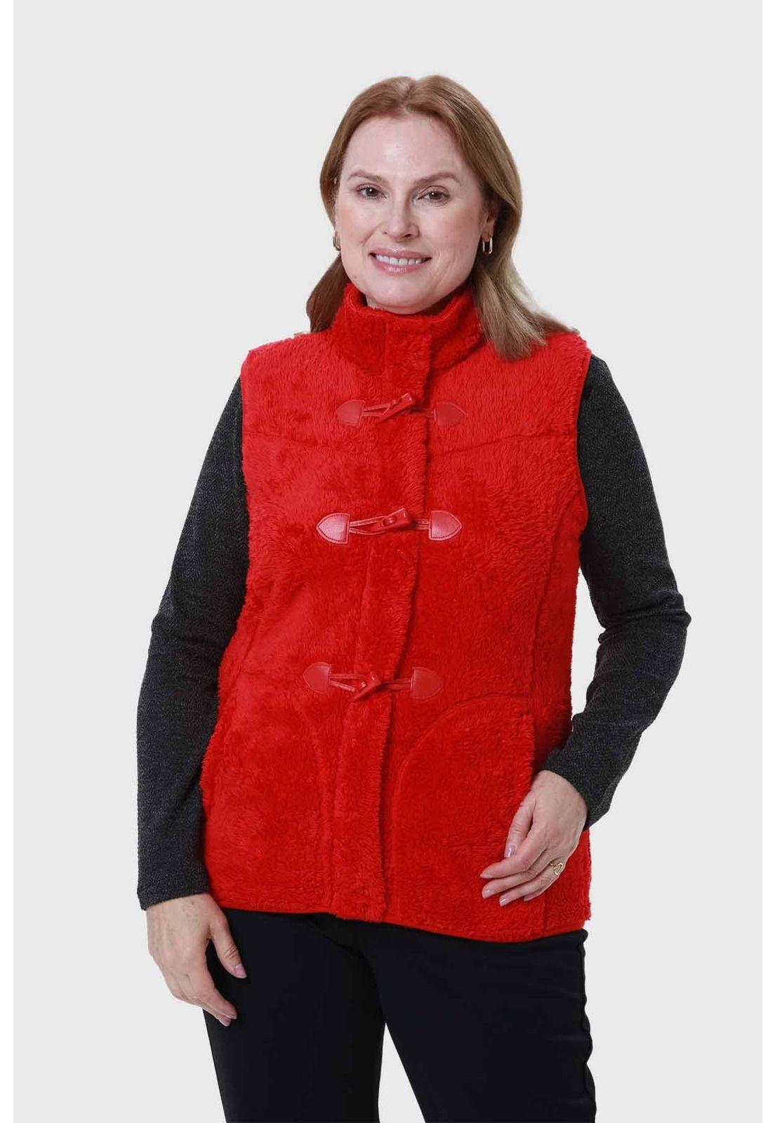 Polar Mujer Peludo Estilo Montgomery Rojo-0