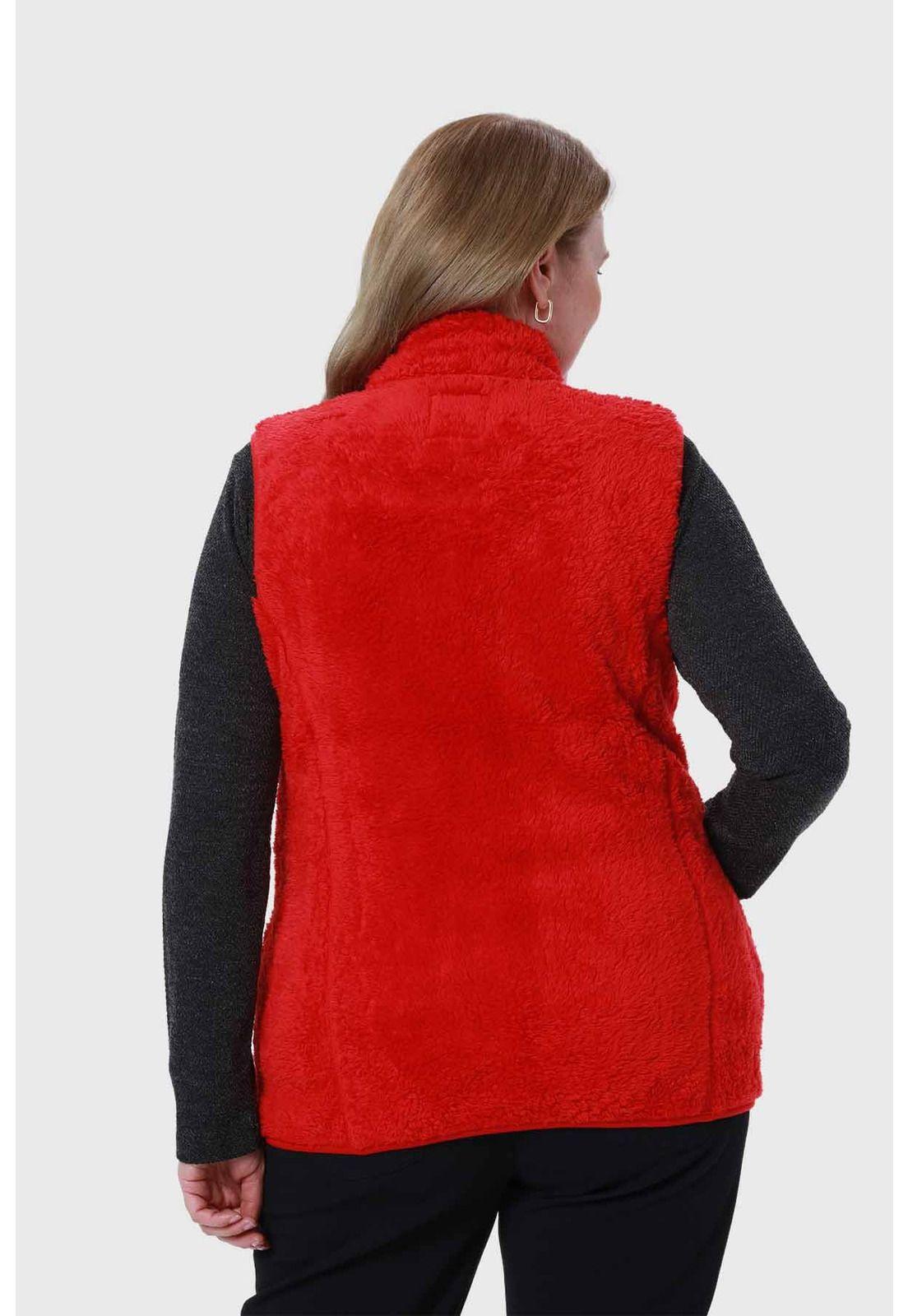 Polar Mujer Peludo Estilo Montgomery Rojo-2