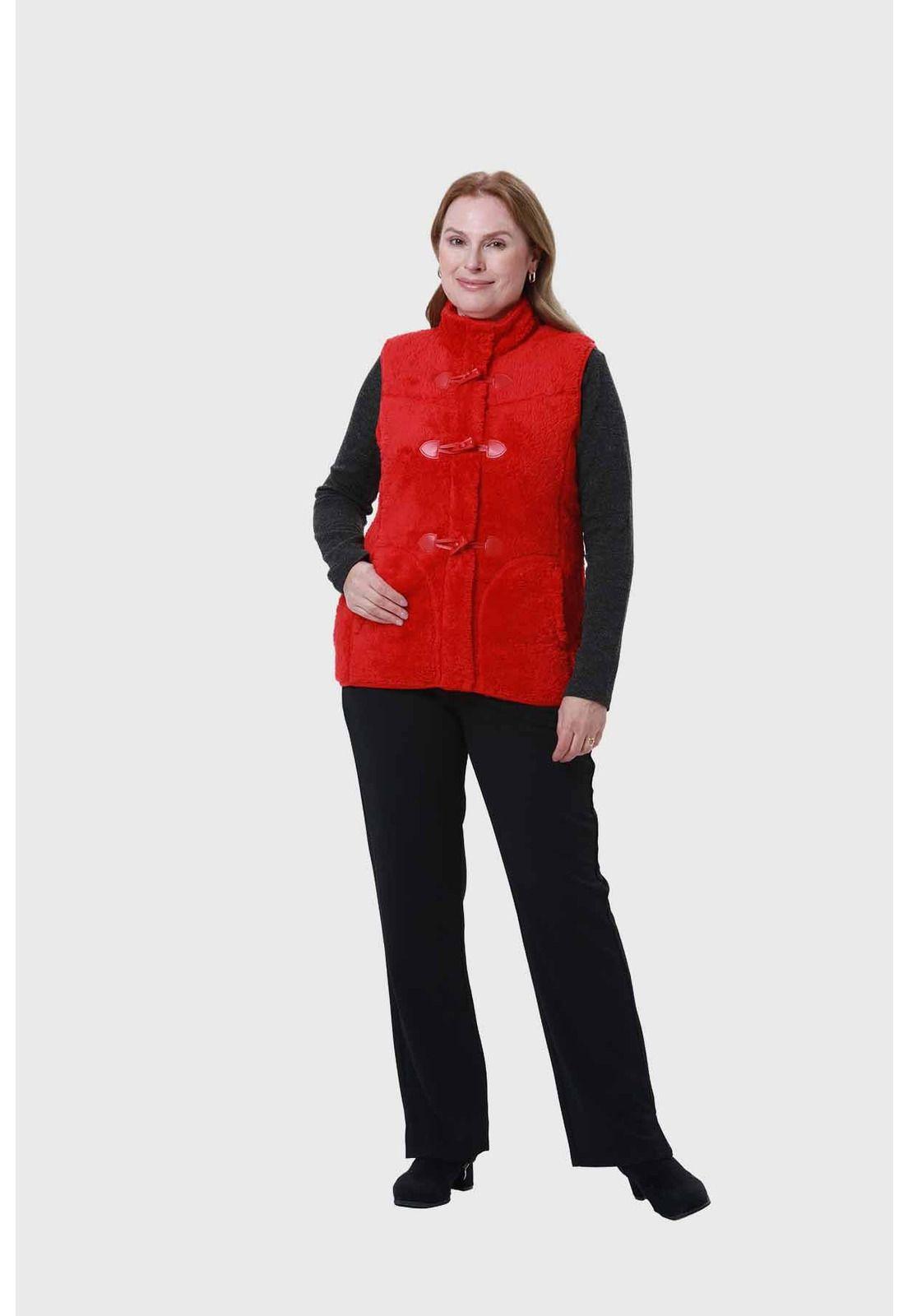 Polar Mujer Peludo Estilo Montgomery Rojo-3