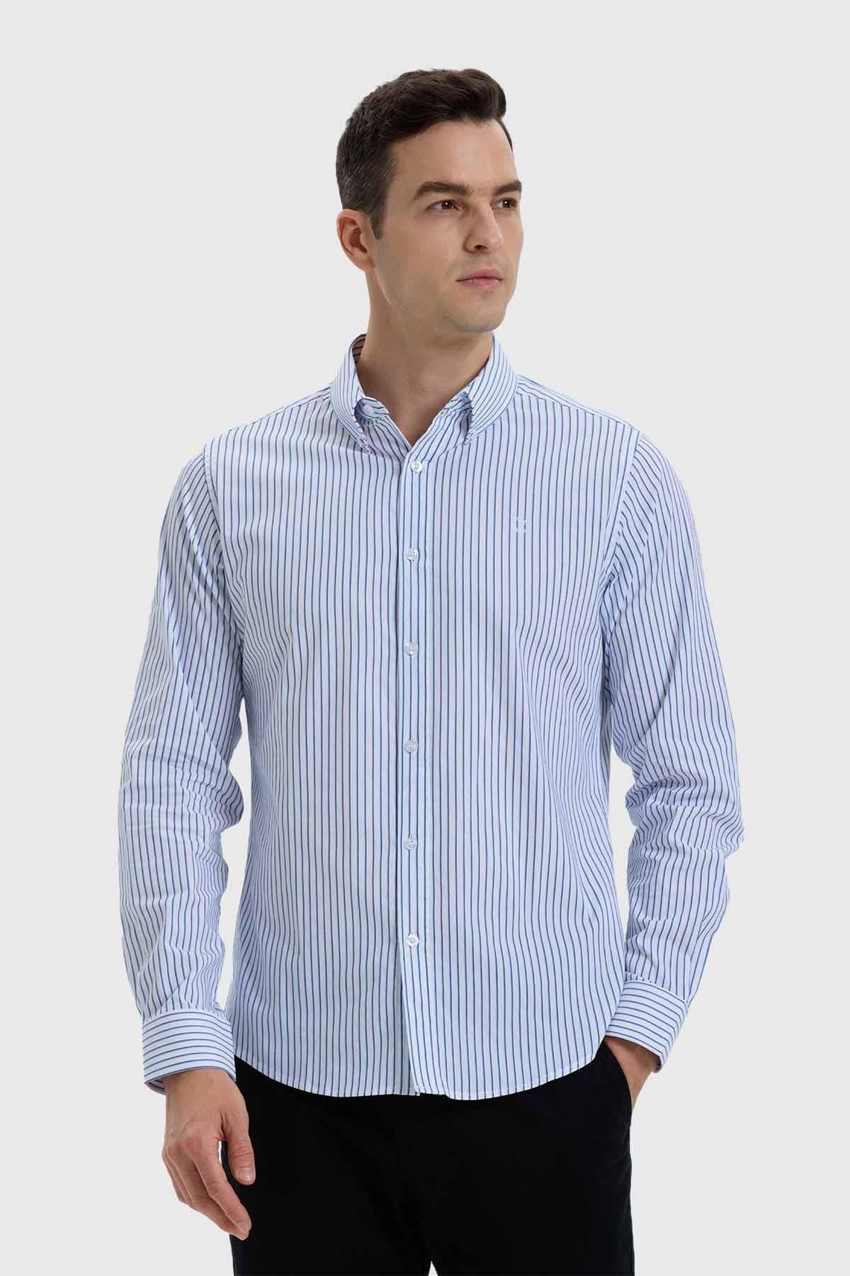 Camisa Hombre Slim Fit Rayas Blanco-0