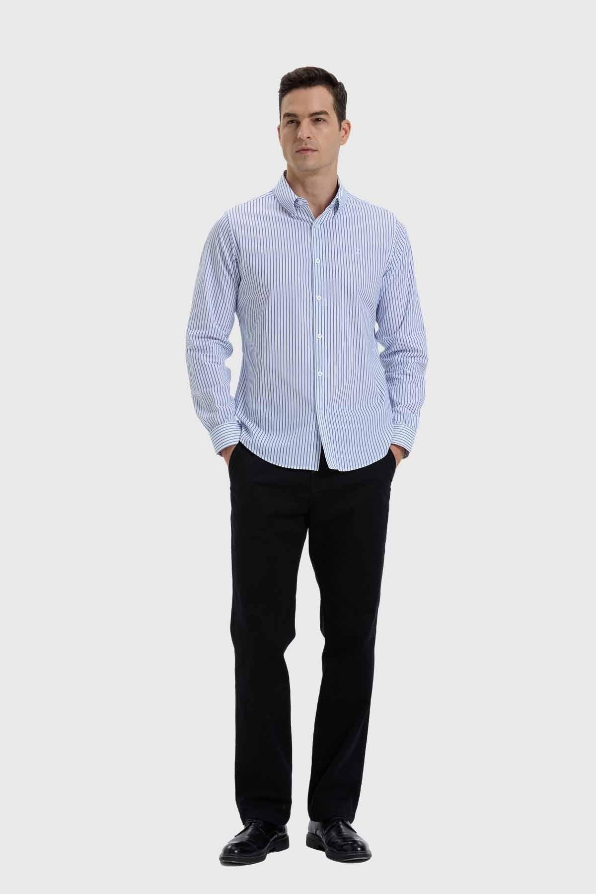 Camisa Hombre Slim Fit Rayas Blanco-3