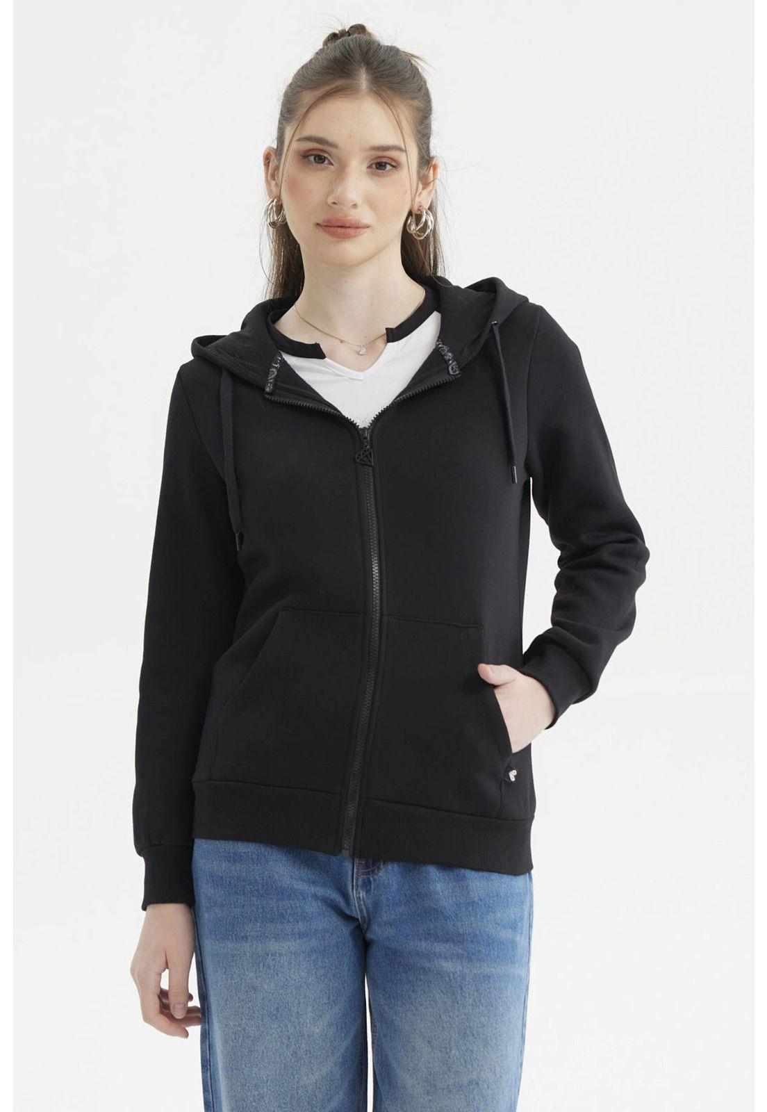 Polerón Mujer Abierto Hodie Negro-0