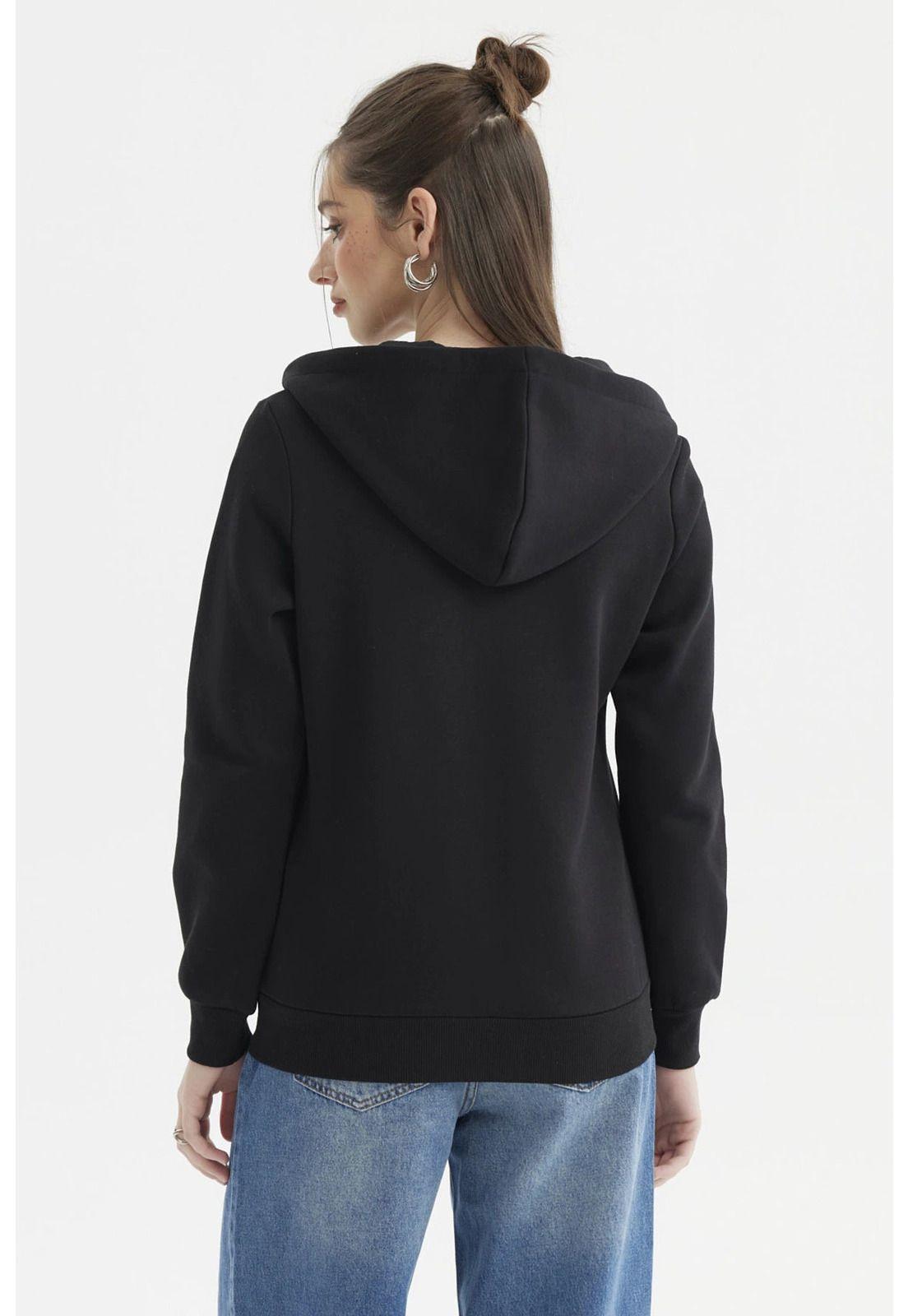 Polerón Mujer Abierto Hodie Negro-2