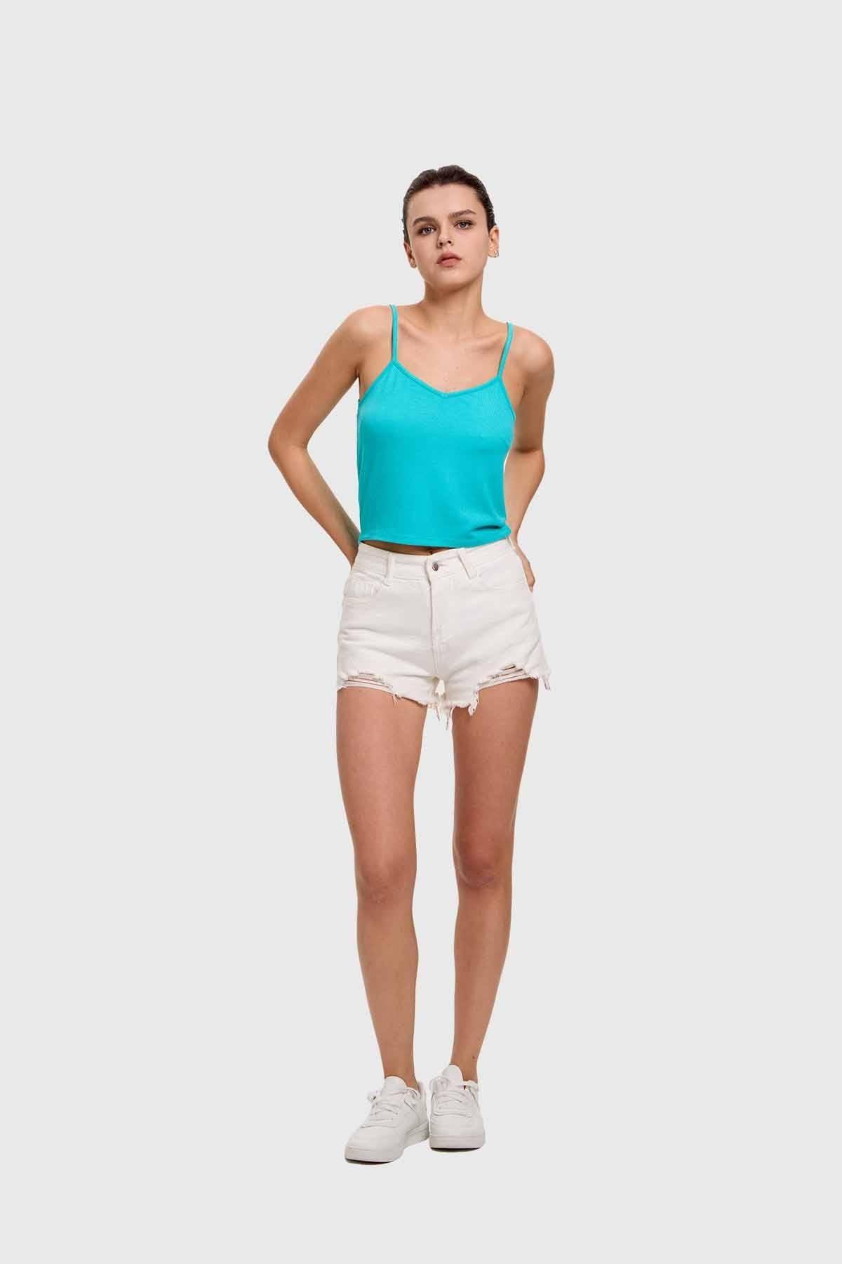 Polera Mujer Pabilo Crop Aqua-3