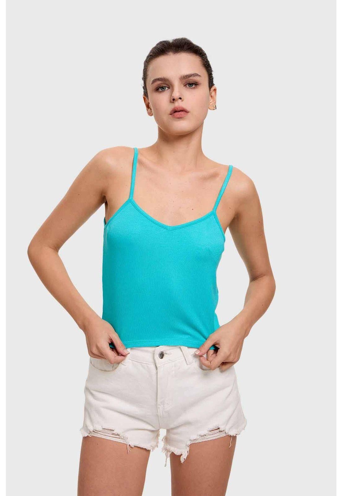 Polera Mujer Pabilo Crop Aqua-0