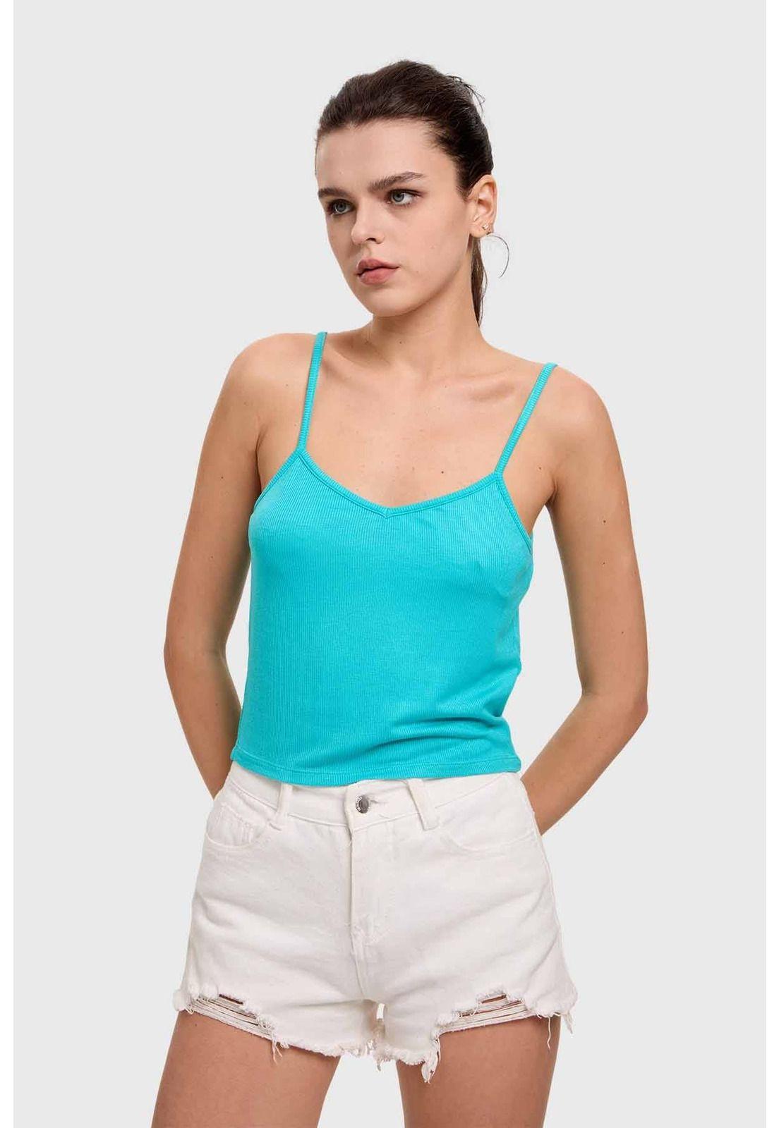 Polera Mujer Pabilo Crop Aqua-1