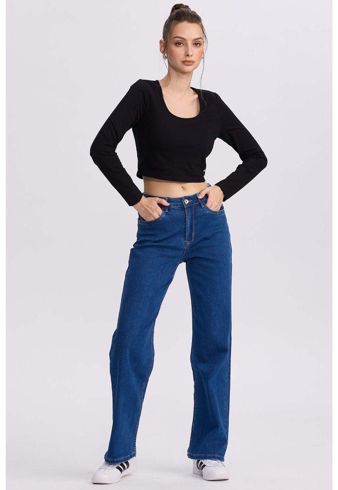 Jeans Mujer Wide Leg Sofía Azul Oscuro-3