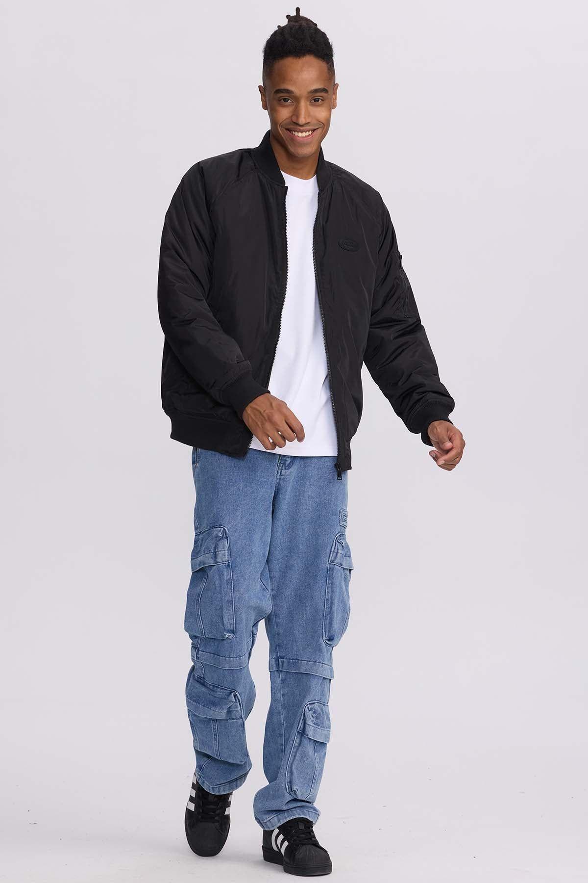 Chaqueta Hombre Bomber Negro-3