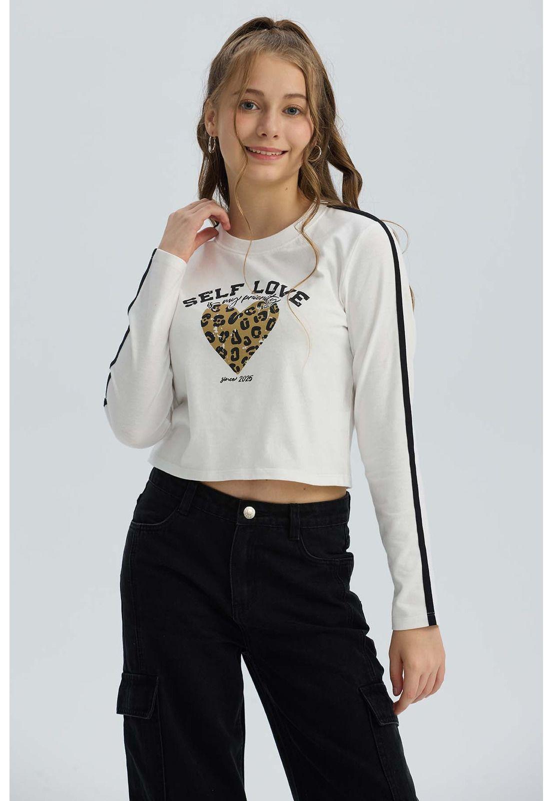 Polera Niña Bordado Parche Blanco-1