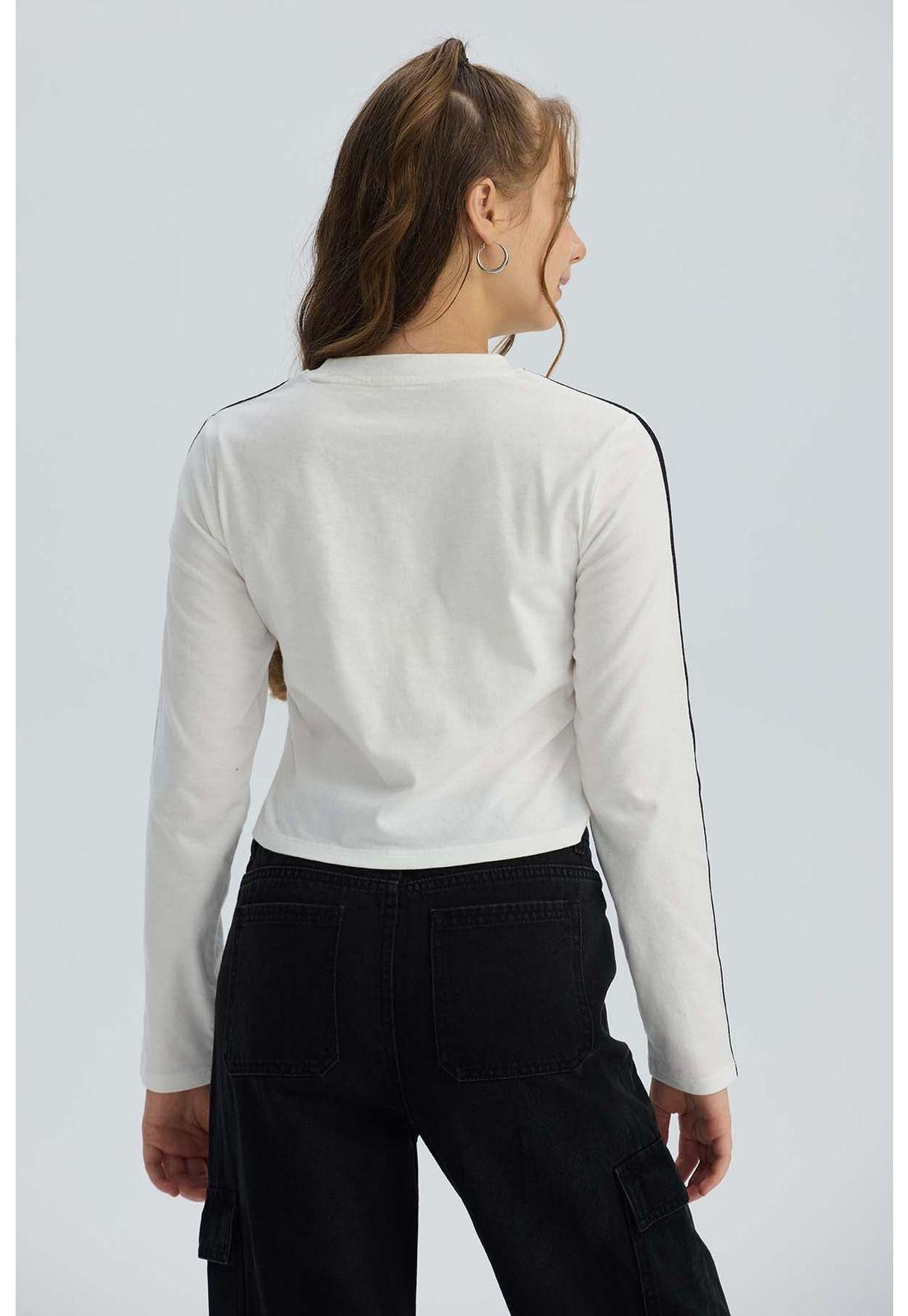 Polera Niña Bordado Parche Blanco-2