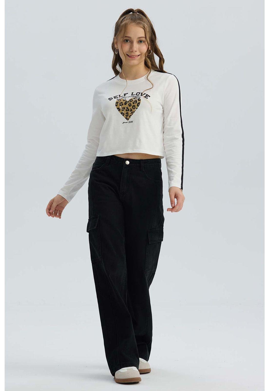 Polera Niña Bordado Parche Blanco-3