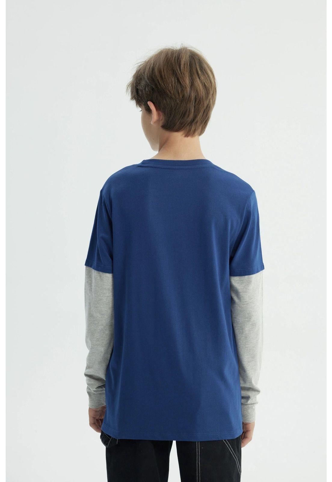 Polera Niño Básica Print Azul - lll-2
